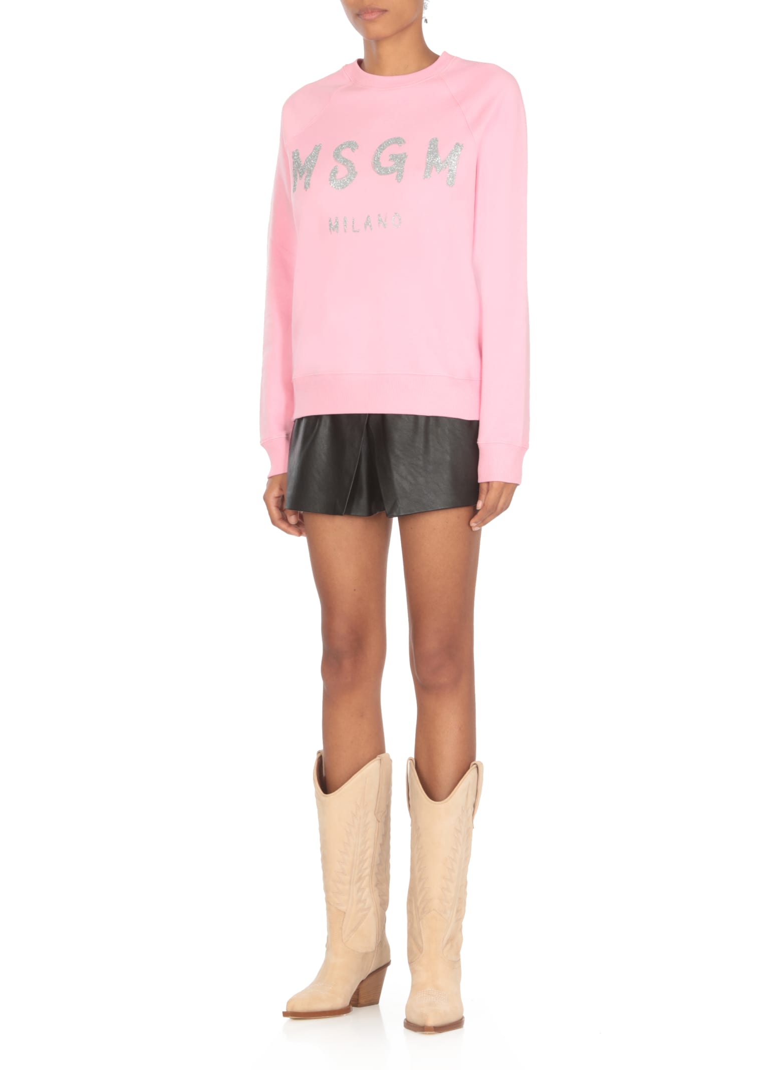 Shop Msgm Sweatshirts With Logo In Pink