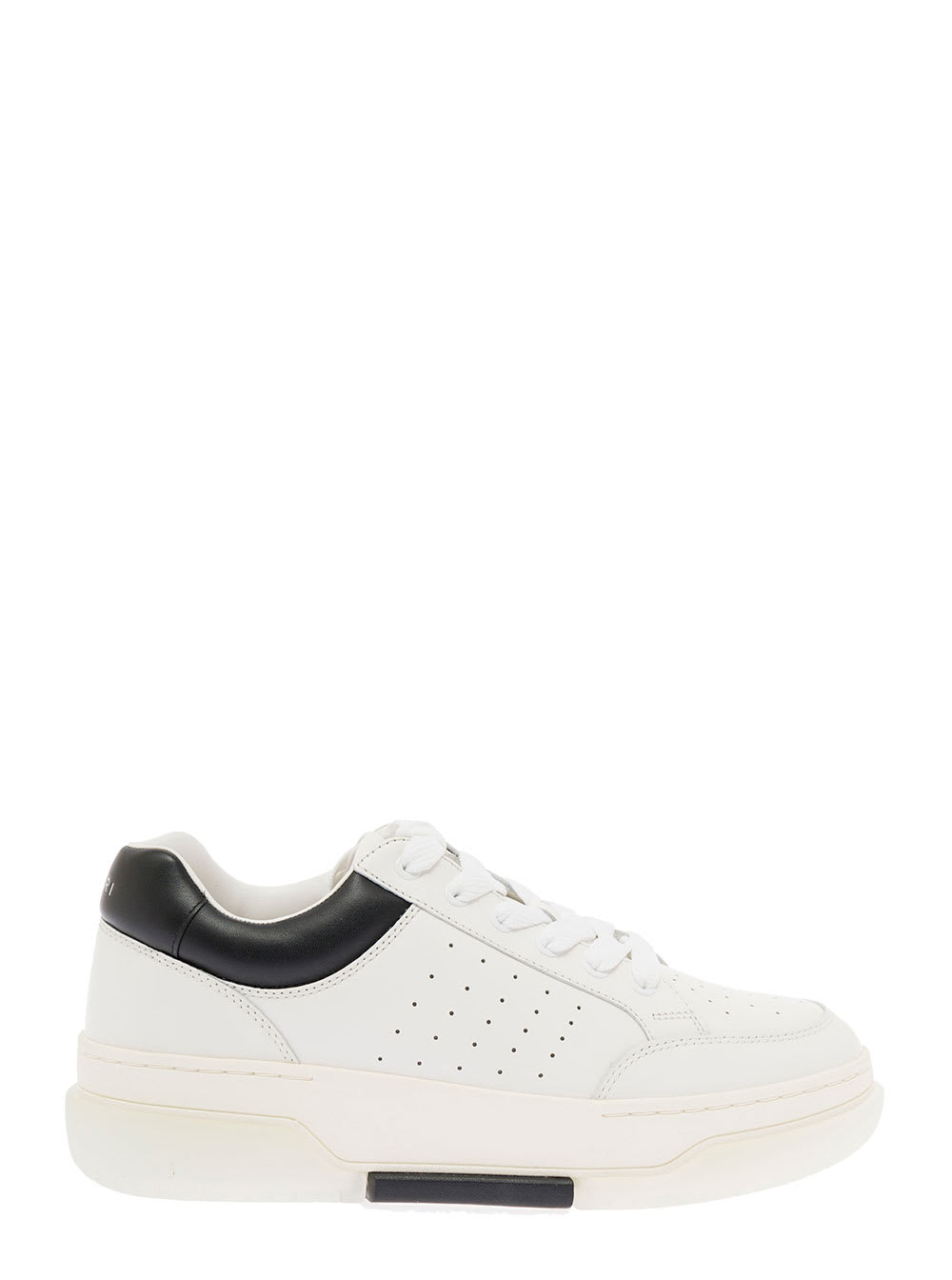 Amiri Mans Stadium White And Black Leather Low Sneakers