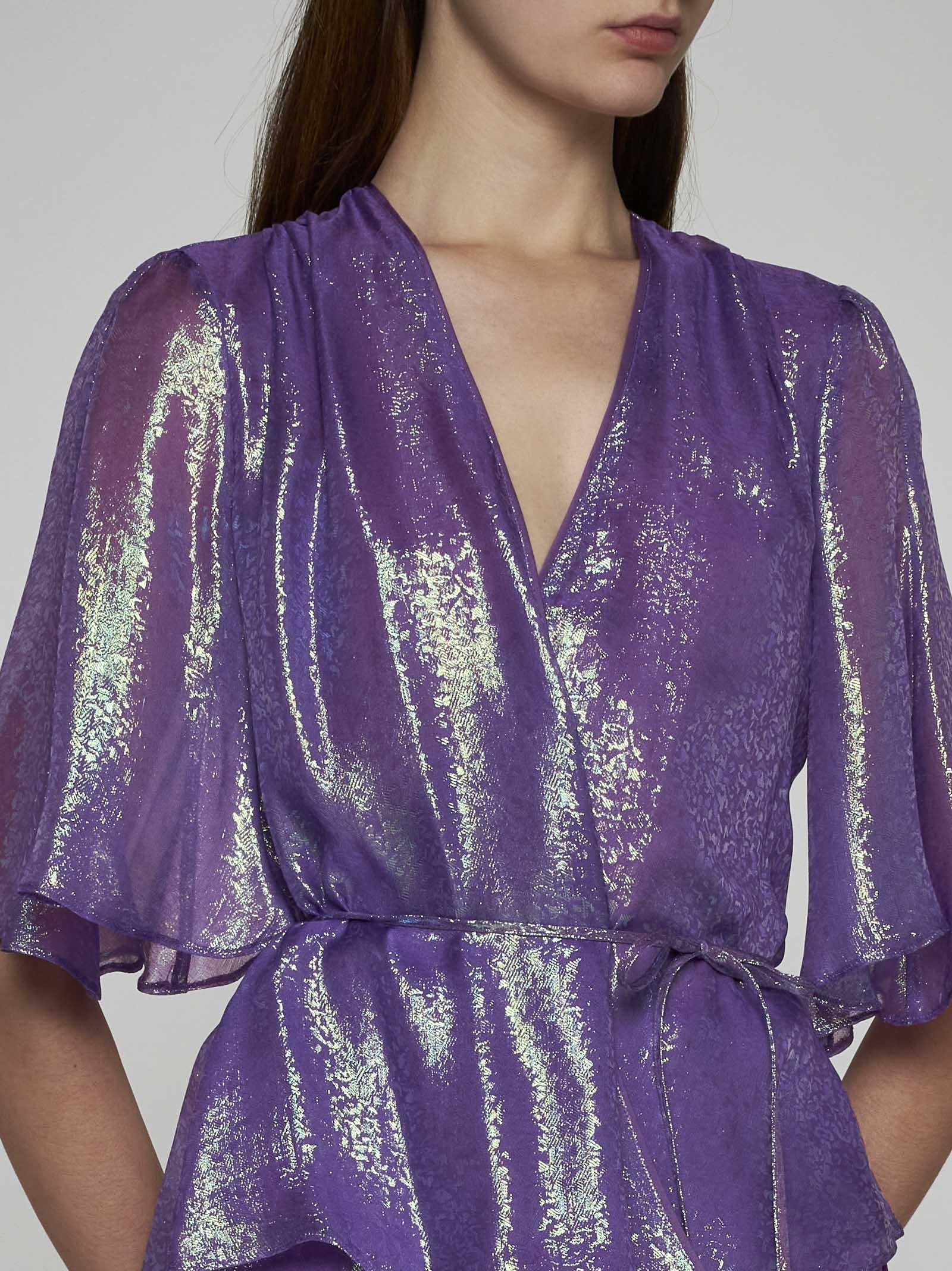 Shop Forte Forte Iris Lame Chiffon Wrap Top In Purple