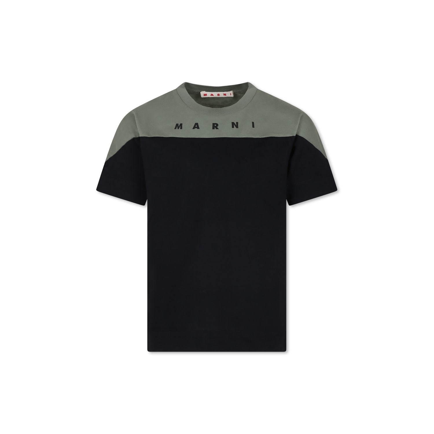 Shop Marni Black T-shirt For Kids With Logo