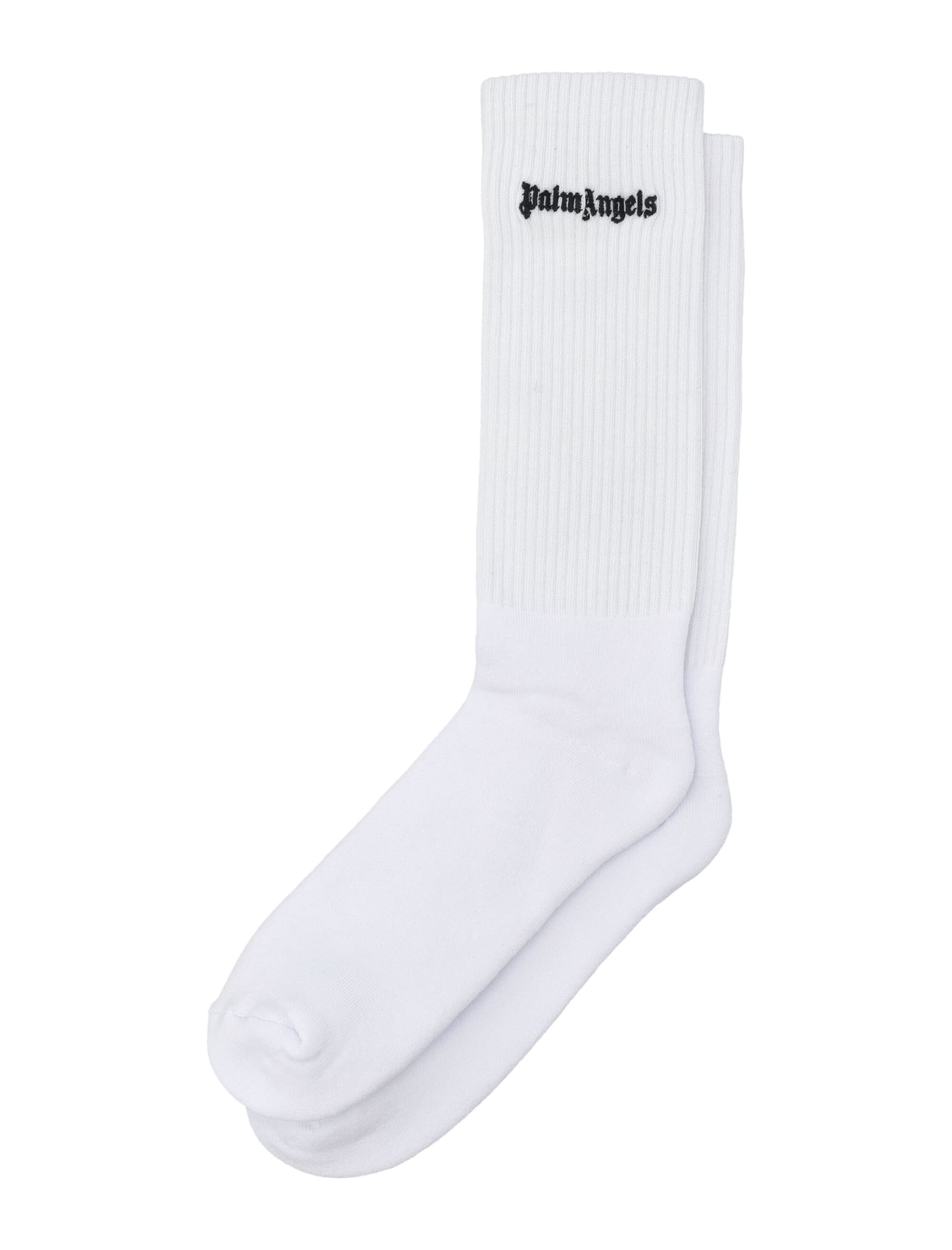 Shop Palm Angels Embroidery Classic Logo Socks In White