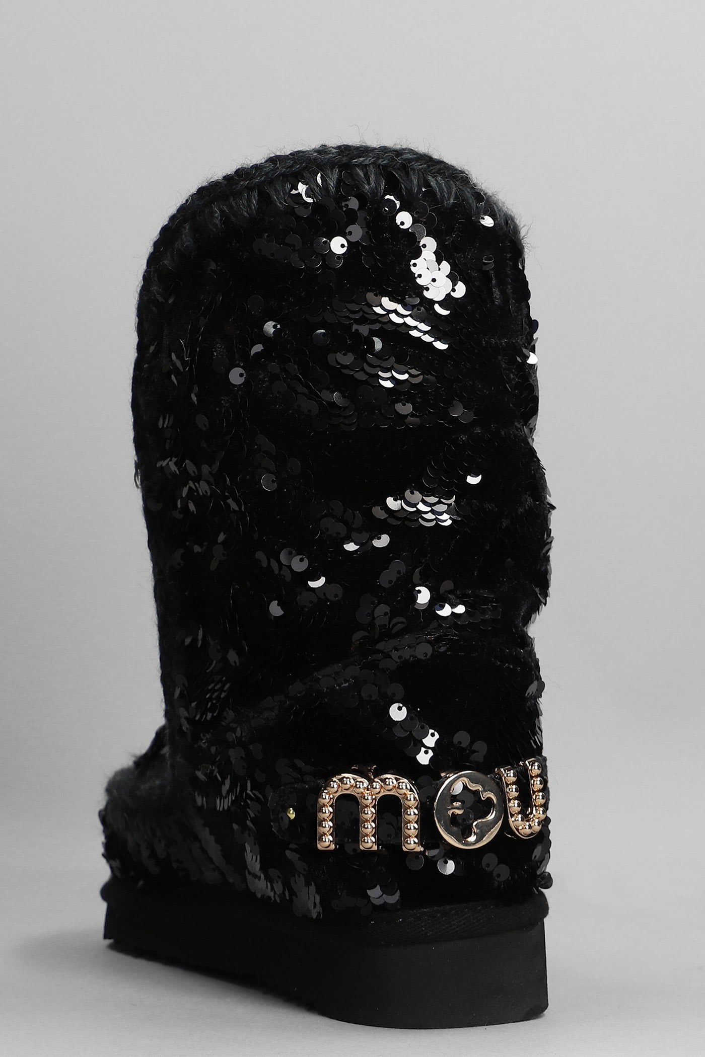 Mou Eskimo 24 Low Heels Ankle Boots In Black Suede In Black