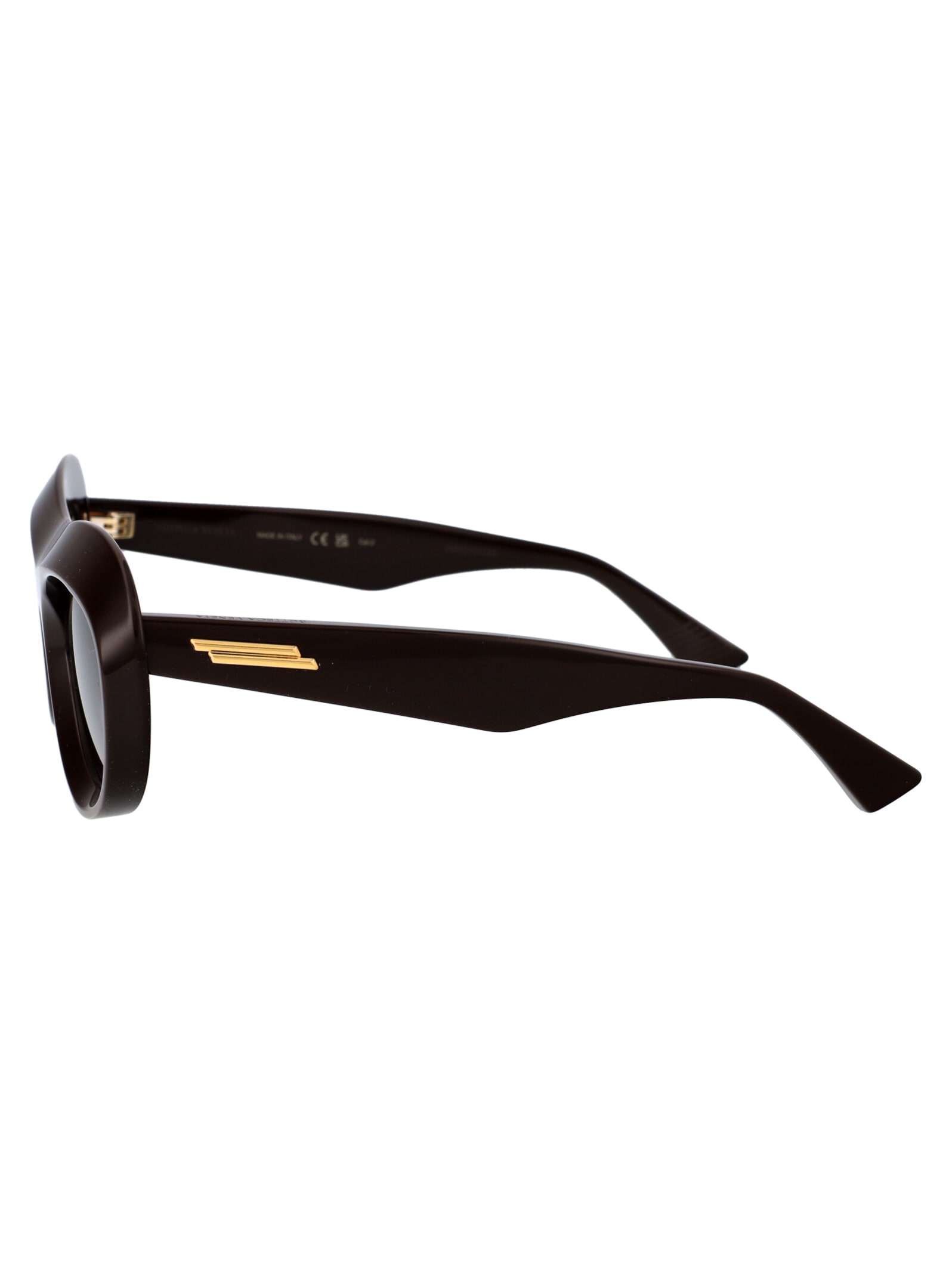 Bottega Veneta Brown Scoop Round Acetate Sunglasses In 004 Brown Brown Green