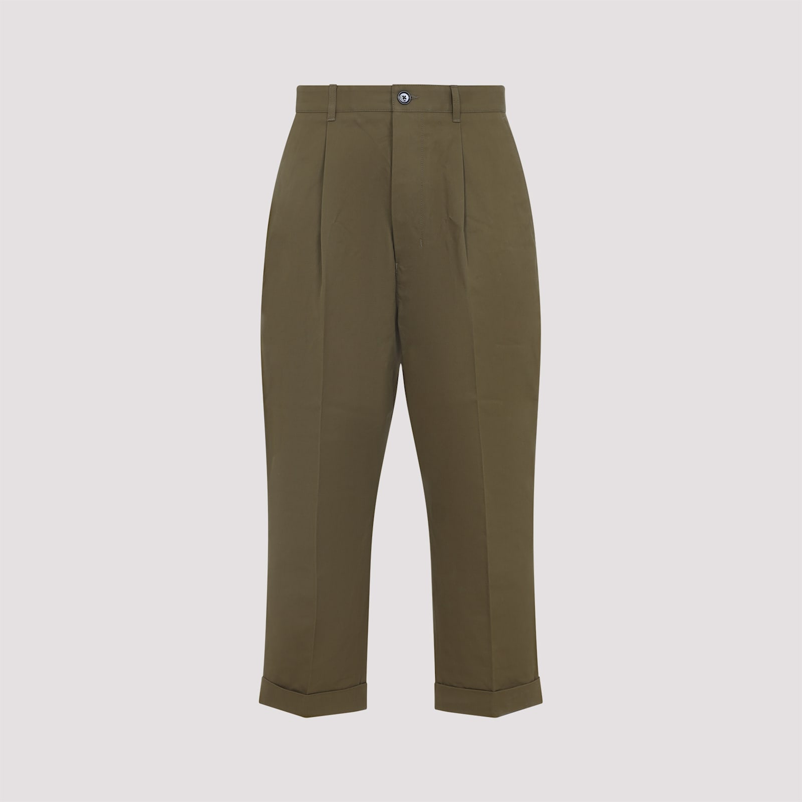 Ami Alexandre Mattiussi Oversized Carrot Trousers Cuffed Hem In Green