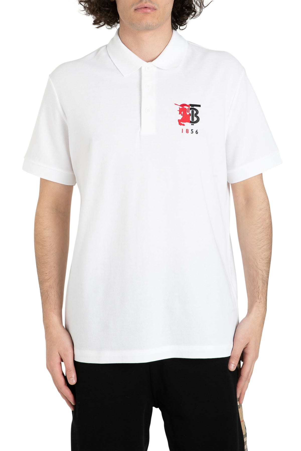 Burberry Halford Middle Polo Tee In Bianco
