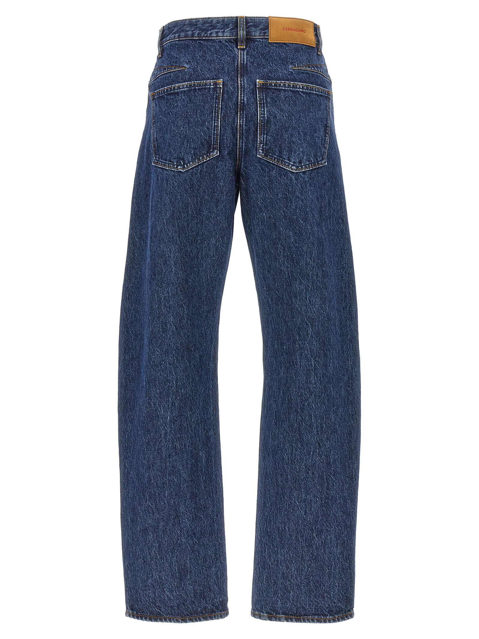 Shop Ferragamo Marmorizzato Jeans In Blue