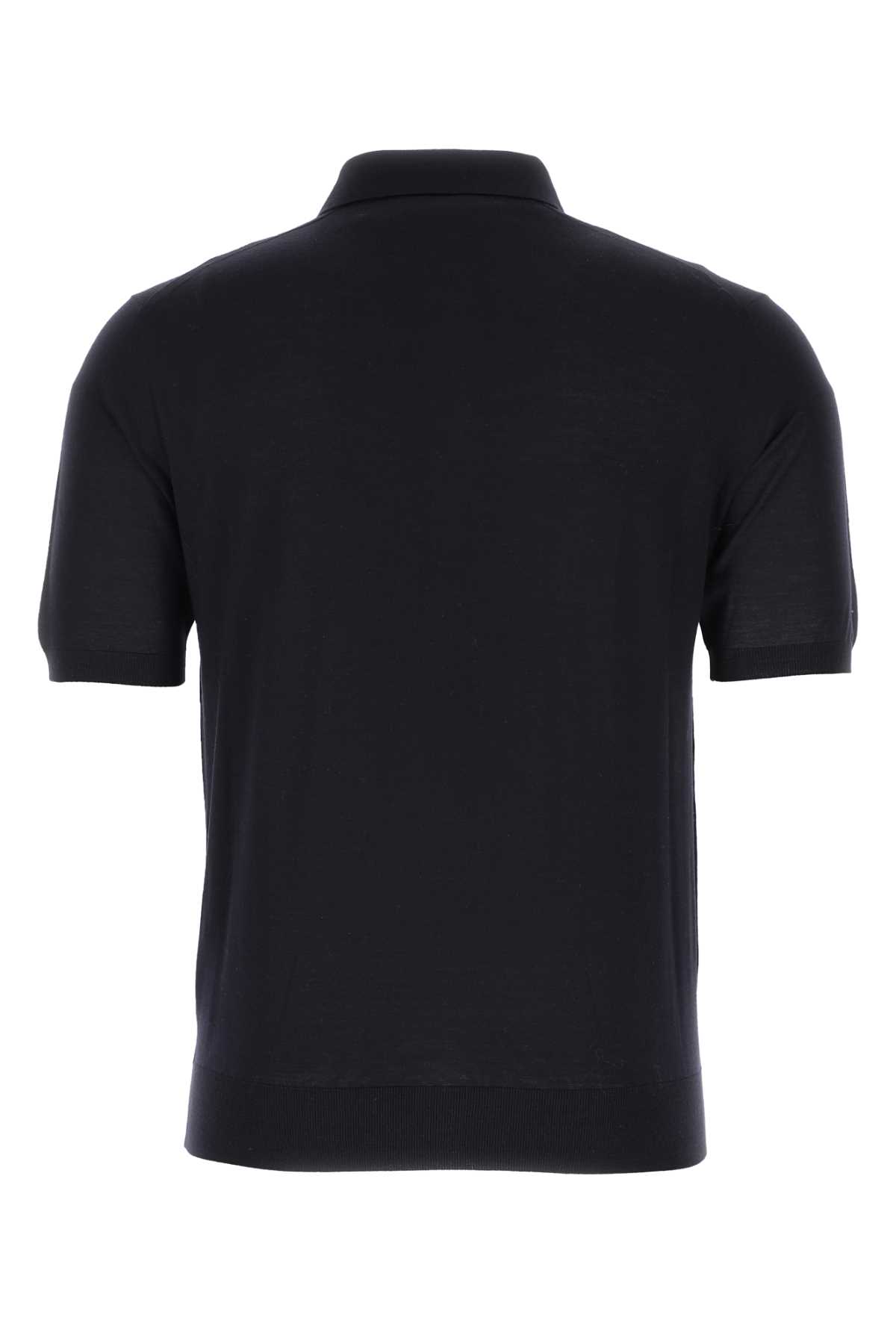 Prada Midnight Blue Wool Polo Shirt In Black