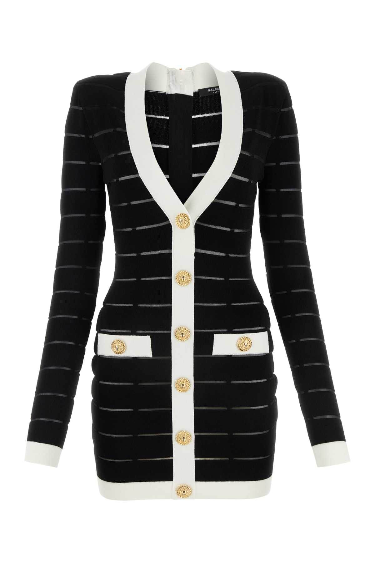 BALMAIN BLACK VISCOSE BLEND DRESS