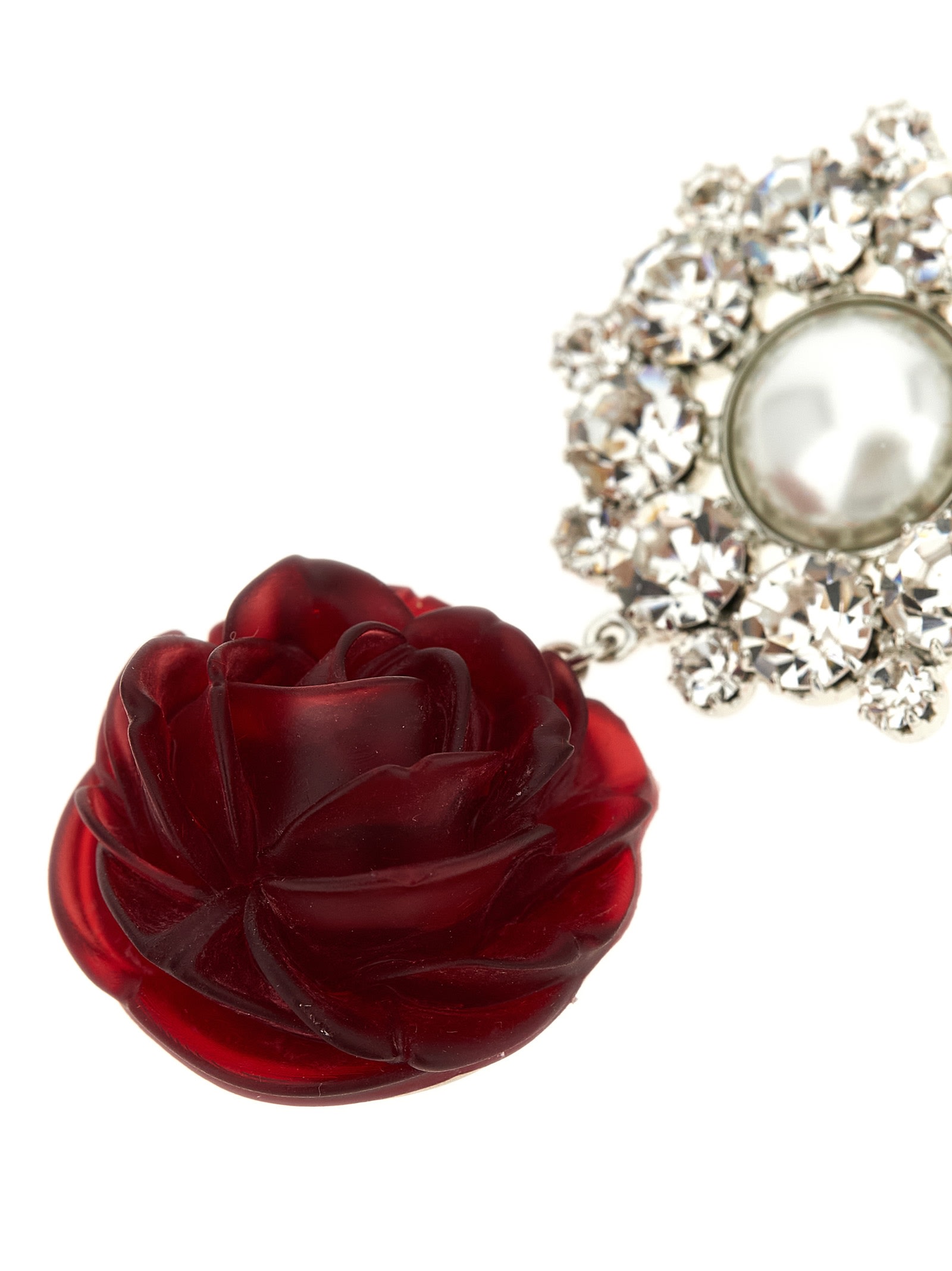 Magda Butrym Crystal Drop Floral Pearl Stud Earrings In Metallic