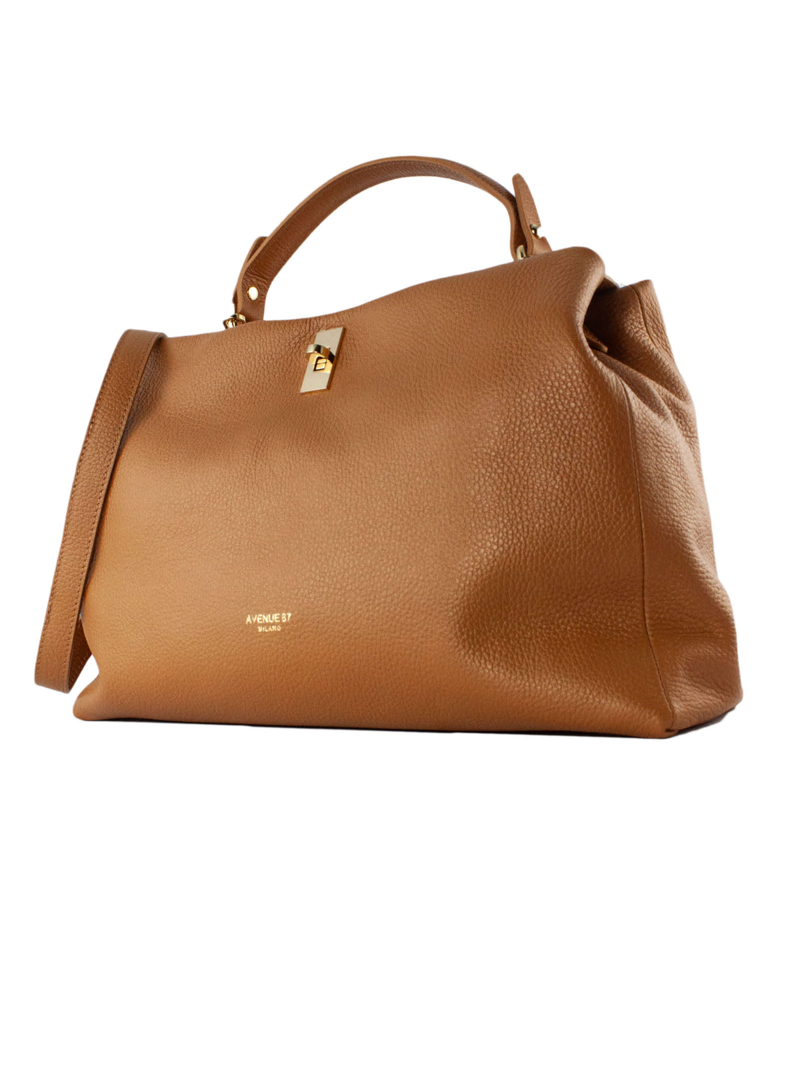 Shop Avenue 67 Brown Grained Soft Leather Bag