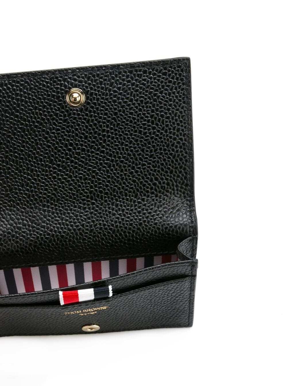 Shop Thom Browne Black Wallet With Laminated Leather In Grained Leather Man