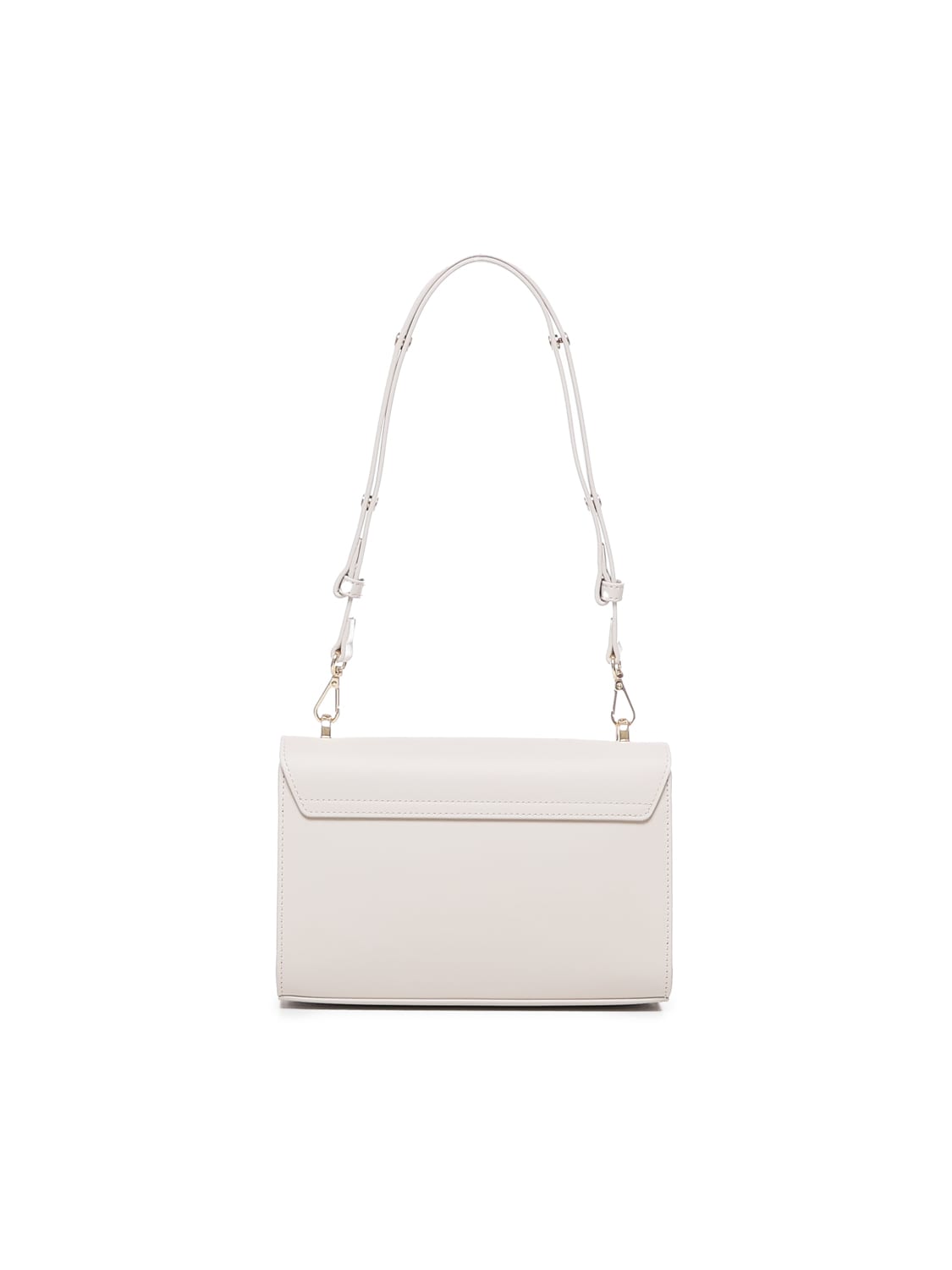 Shop Love Moschino Leather Shoulder Bag With Logo Plaque In White