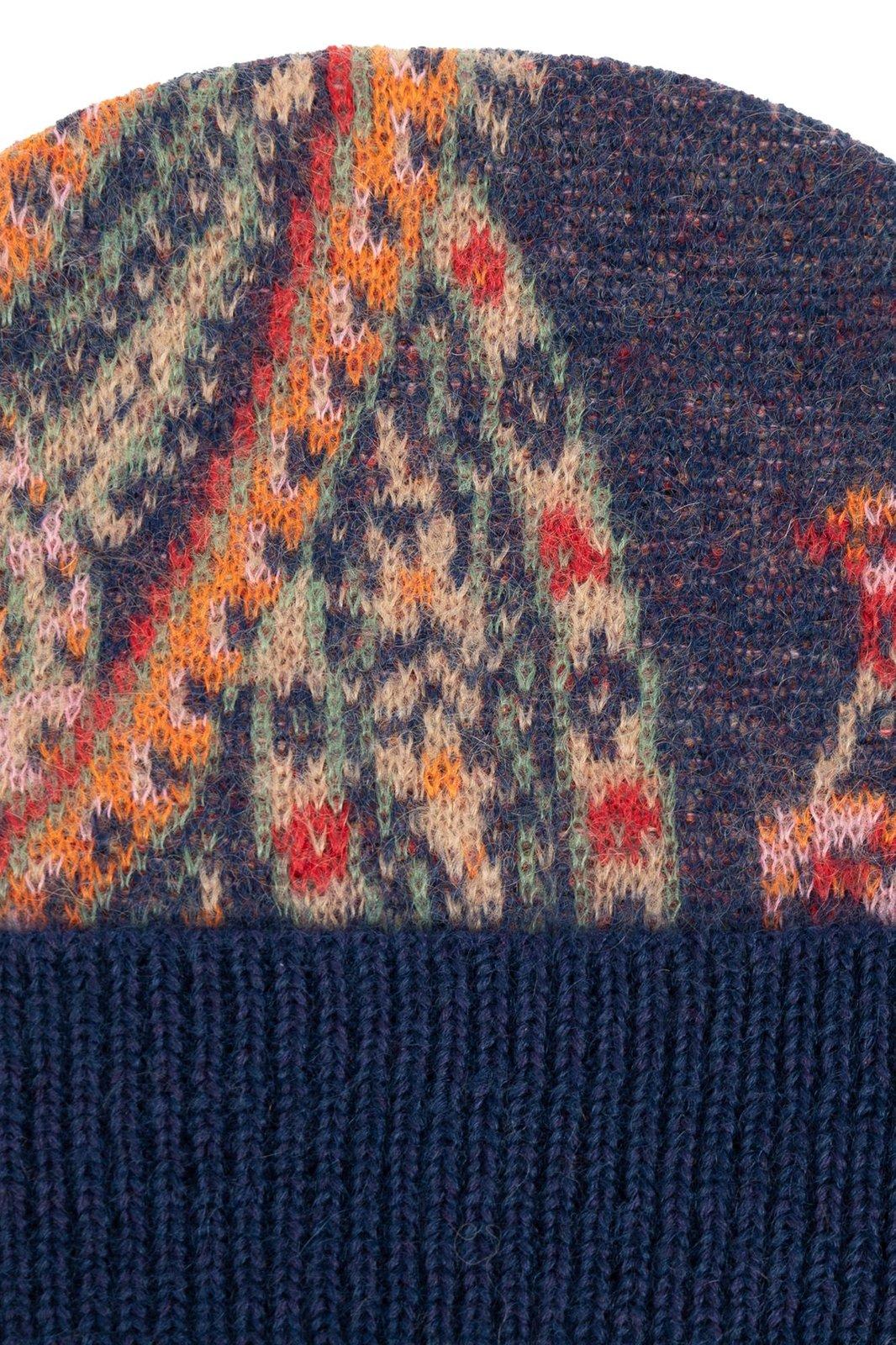 ETRO PATTERN INTARSIA-KNIT BEANIE 