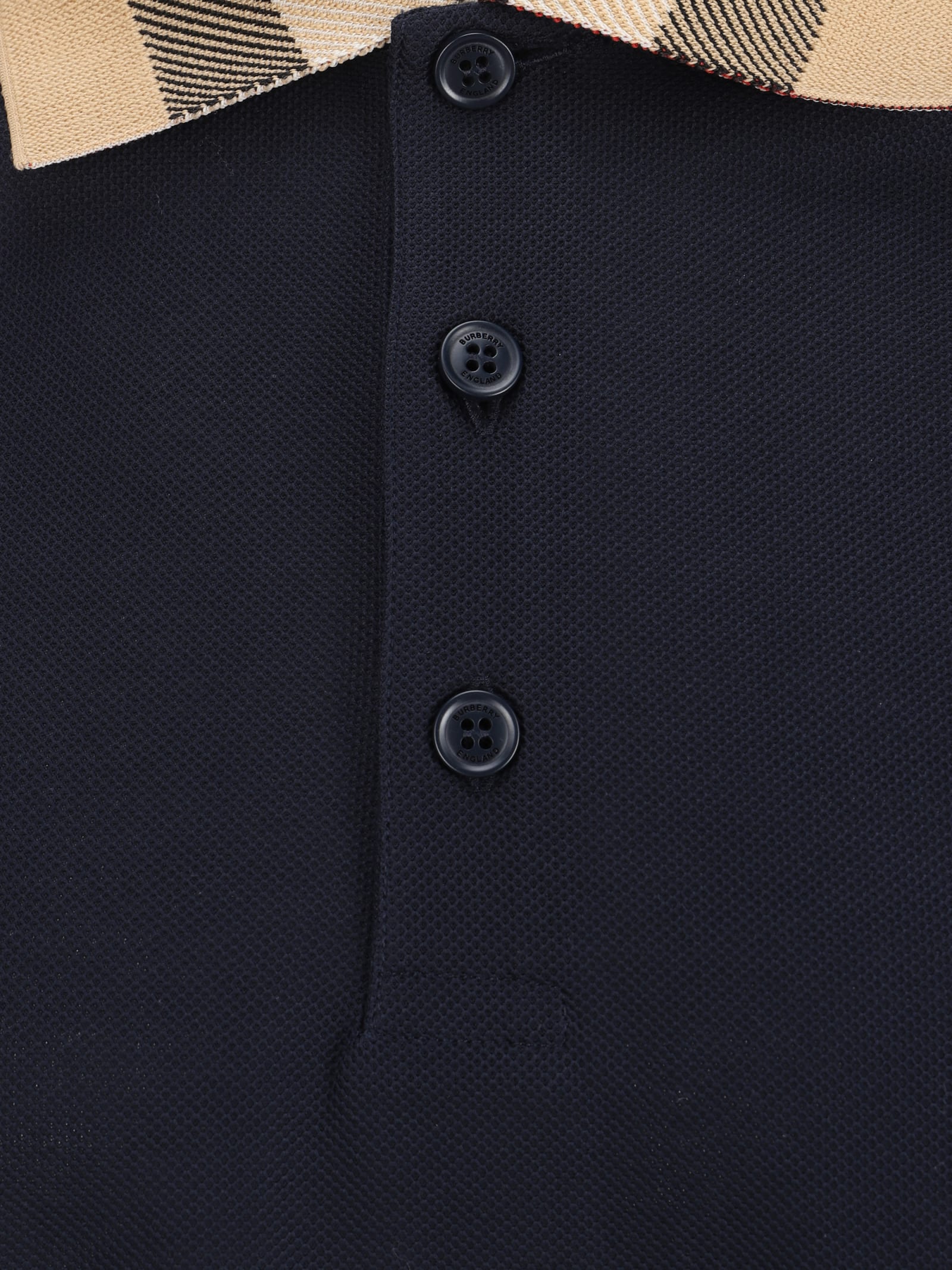Burberry Piquet Polo Shirt With Check Collar Man In Multi