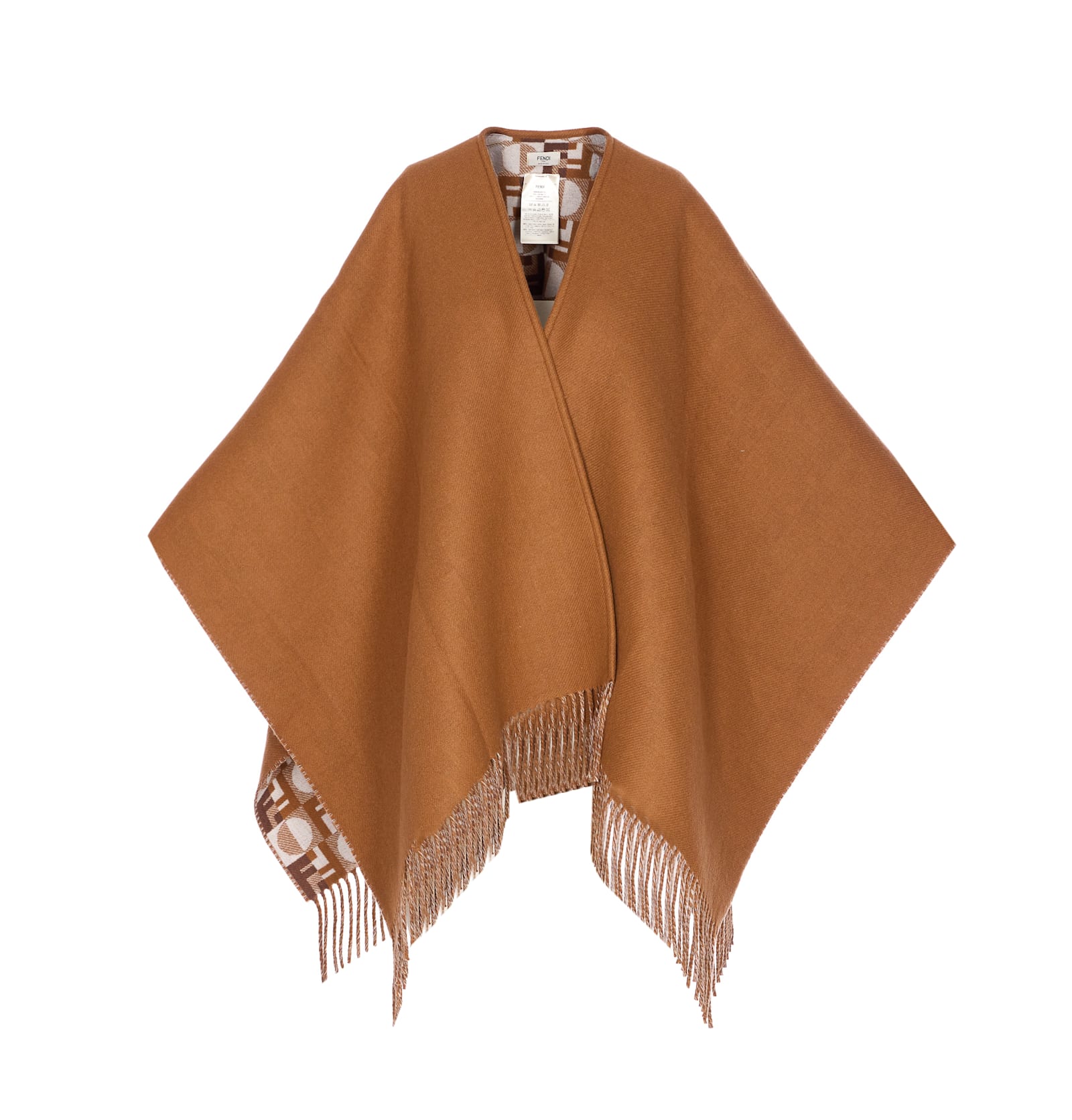 Fendi Camel Wool Blend Jacket In Brown