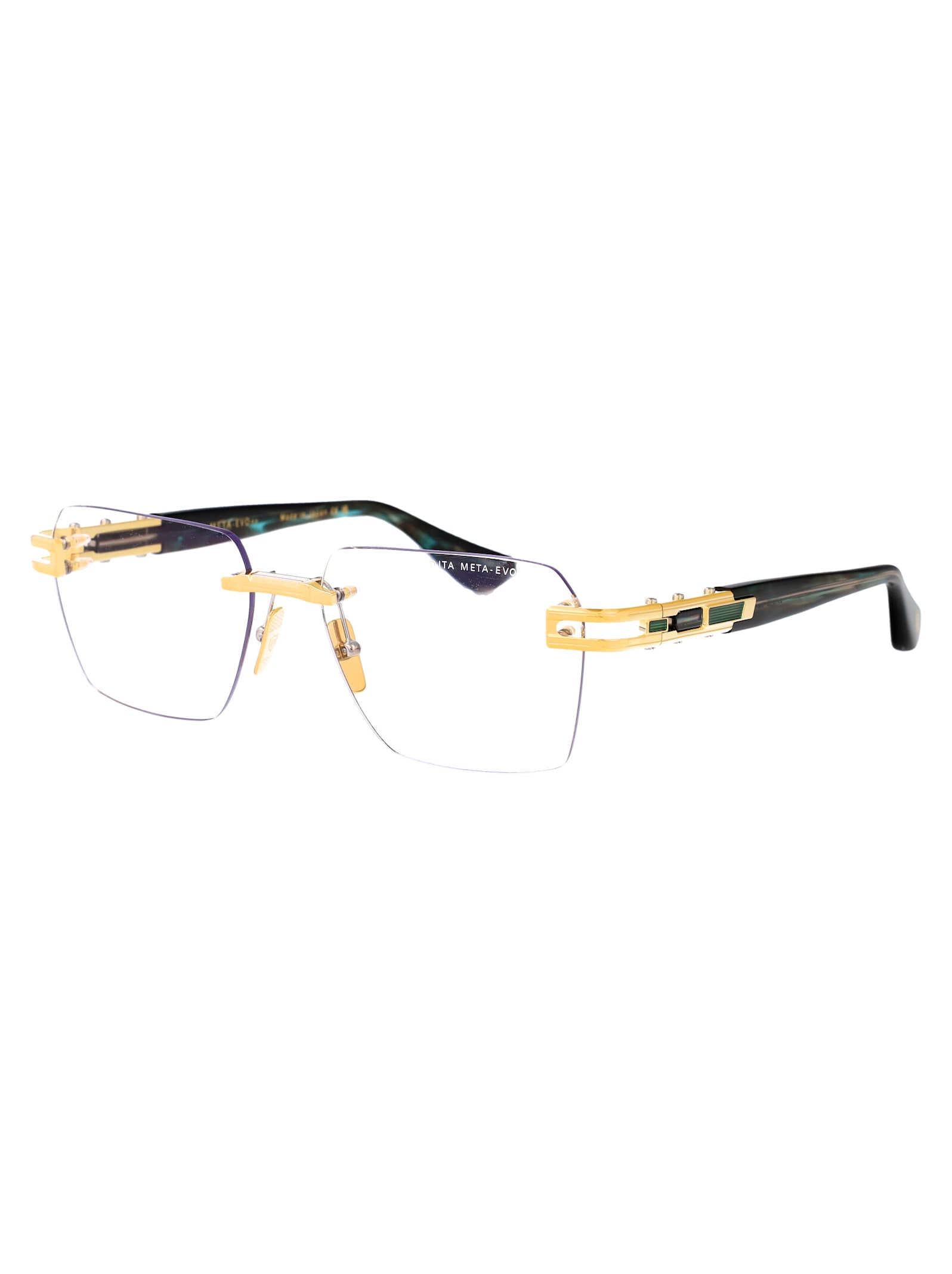 Dita Meta-evo Rx Glasses In Yellow Gold - Arctic Sky Swirl W Clear