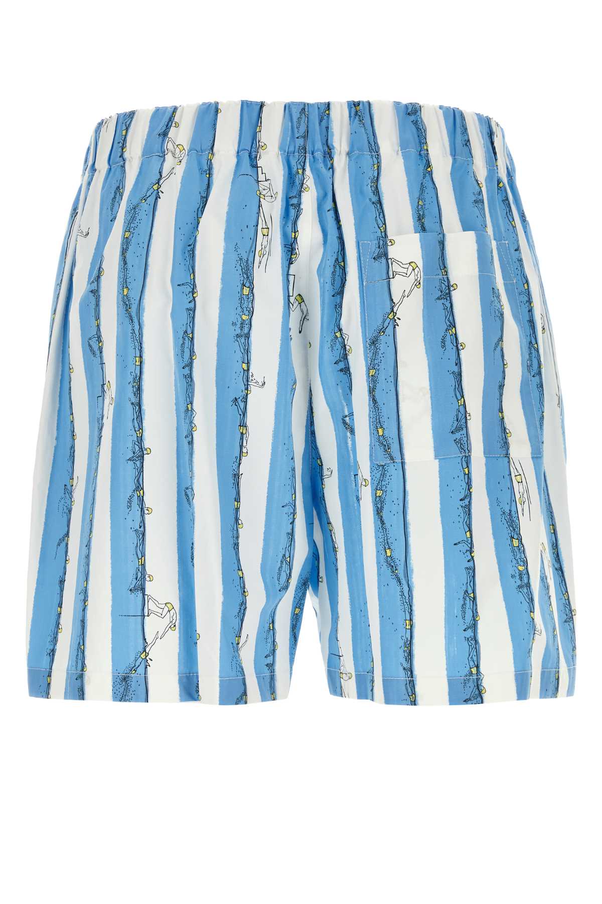 Shop Bottega Veneta Printed Poplin Bermuda Shorts In Admiralblue