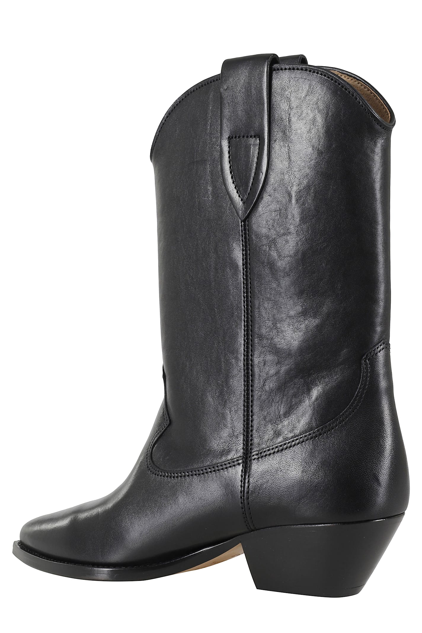 Isabel Marant Duerto Gz Pointed Toe Mid-calf Leather Boots In Black