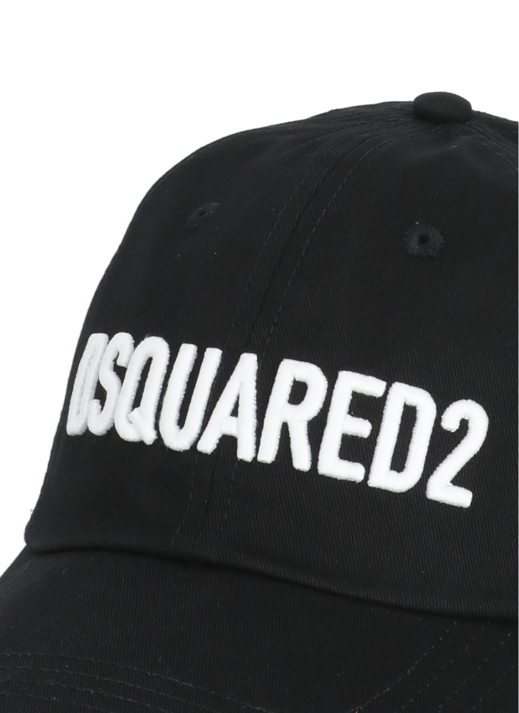 Dsquared2 Black Fabric-covered Cap With Adjustable Strap And Embroidered Logo In Black