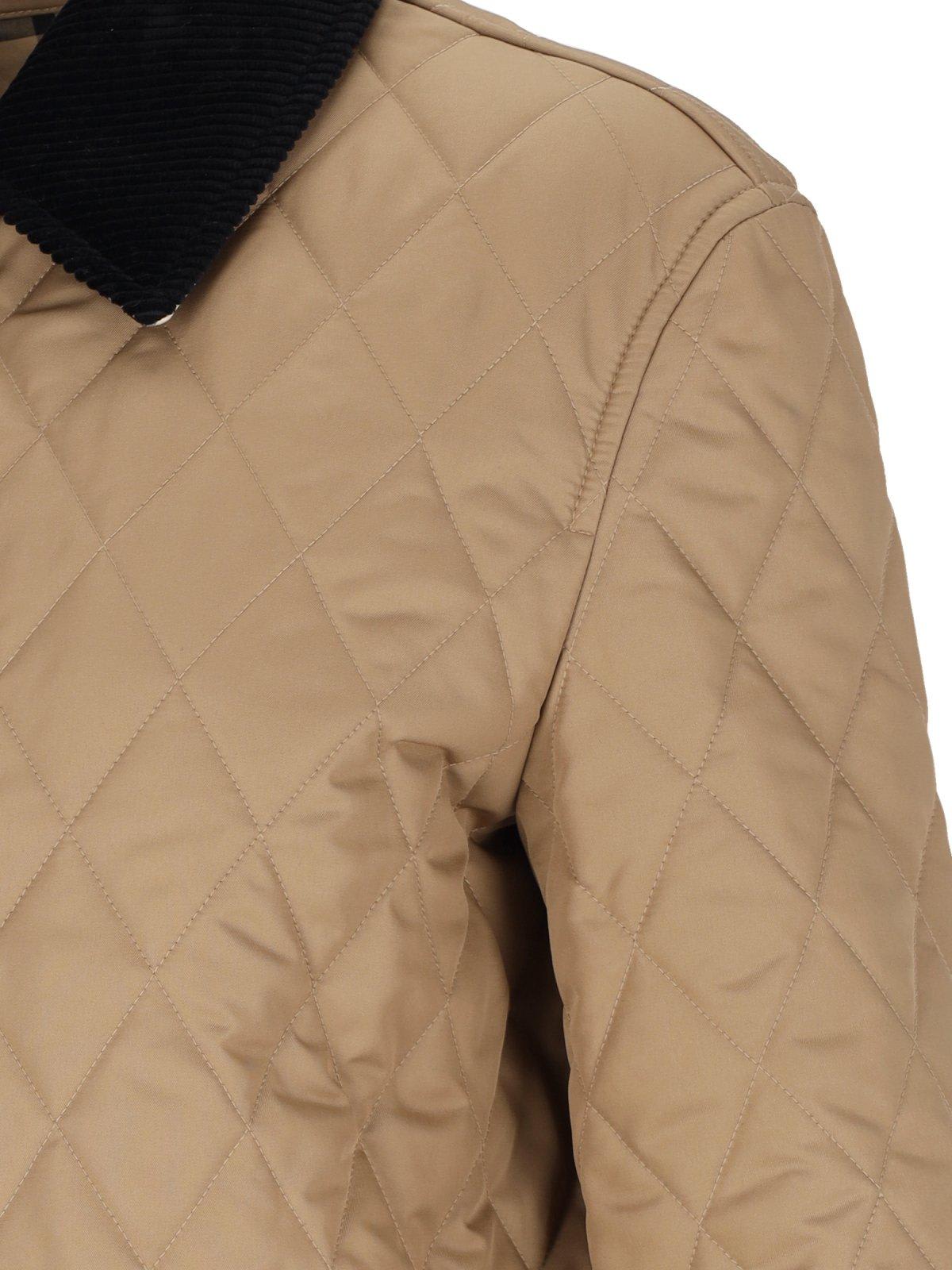 Shop Burberry Long Sleeved Quilted Jacket In Camel