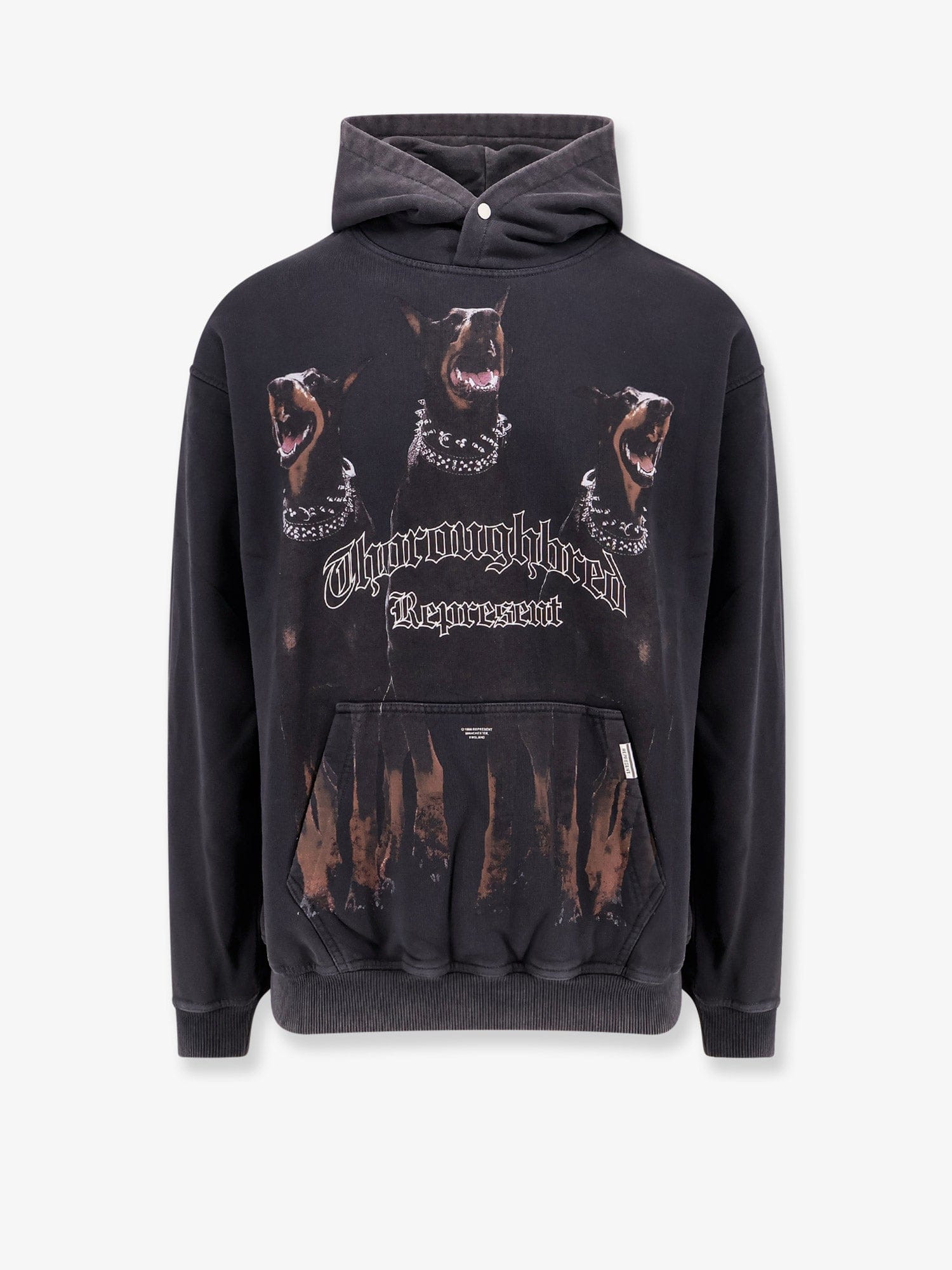 Represent Black Hoodie With Fixed Hood And Maxi Print On The Front In Cotton Man In Black