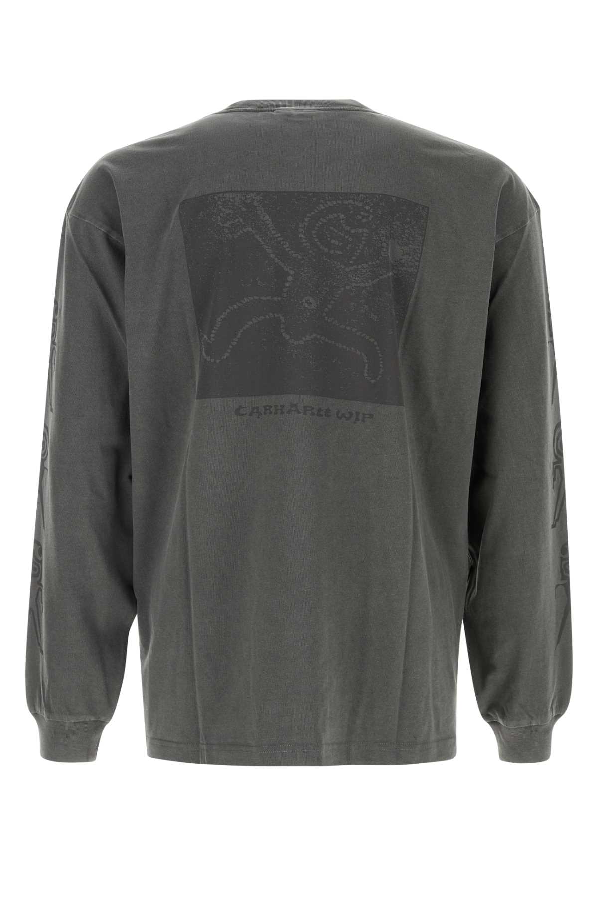Carhartt Long Sleeve Graphic Print Crew Neck T-shirt In Gray