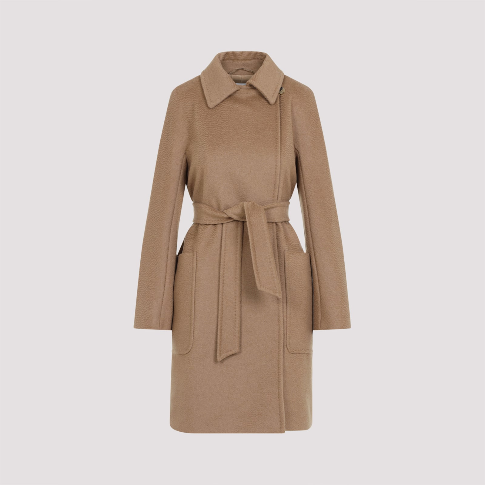 Max Mara Long Camel Hair And Viscose Coat In Cammello
