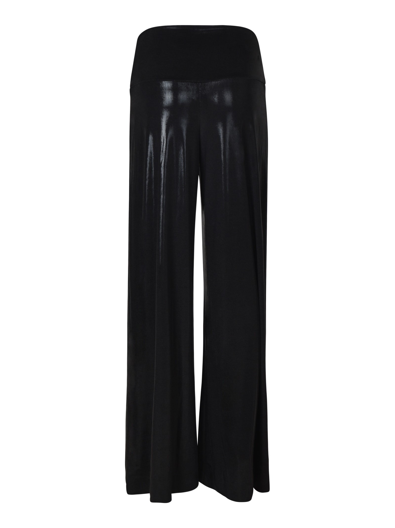 Shop Norma Kamali Glossy Straight Trousers In Black