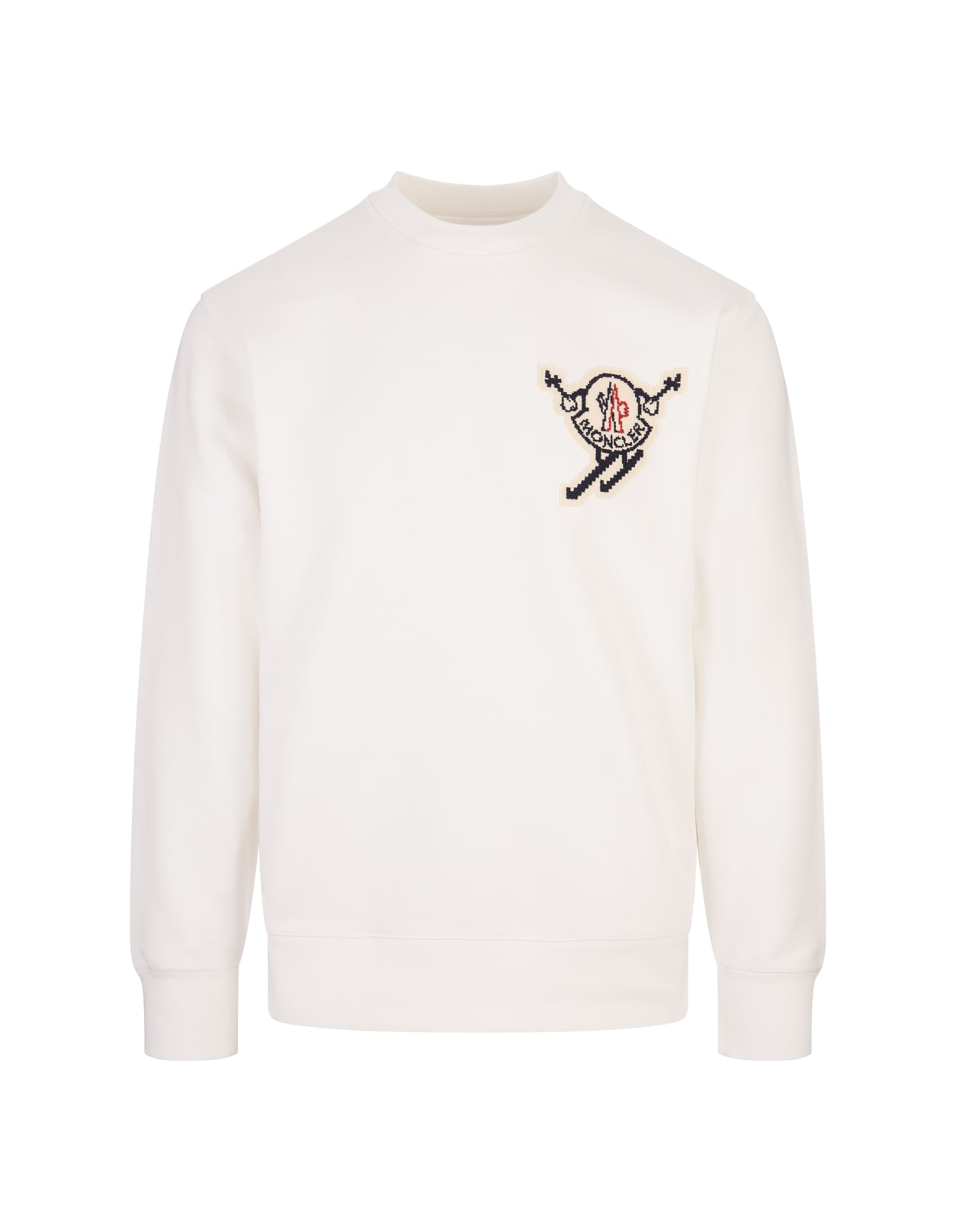 Shop Moncler White Sweatshirt With Ski Patch