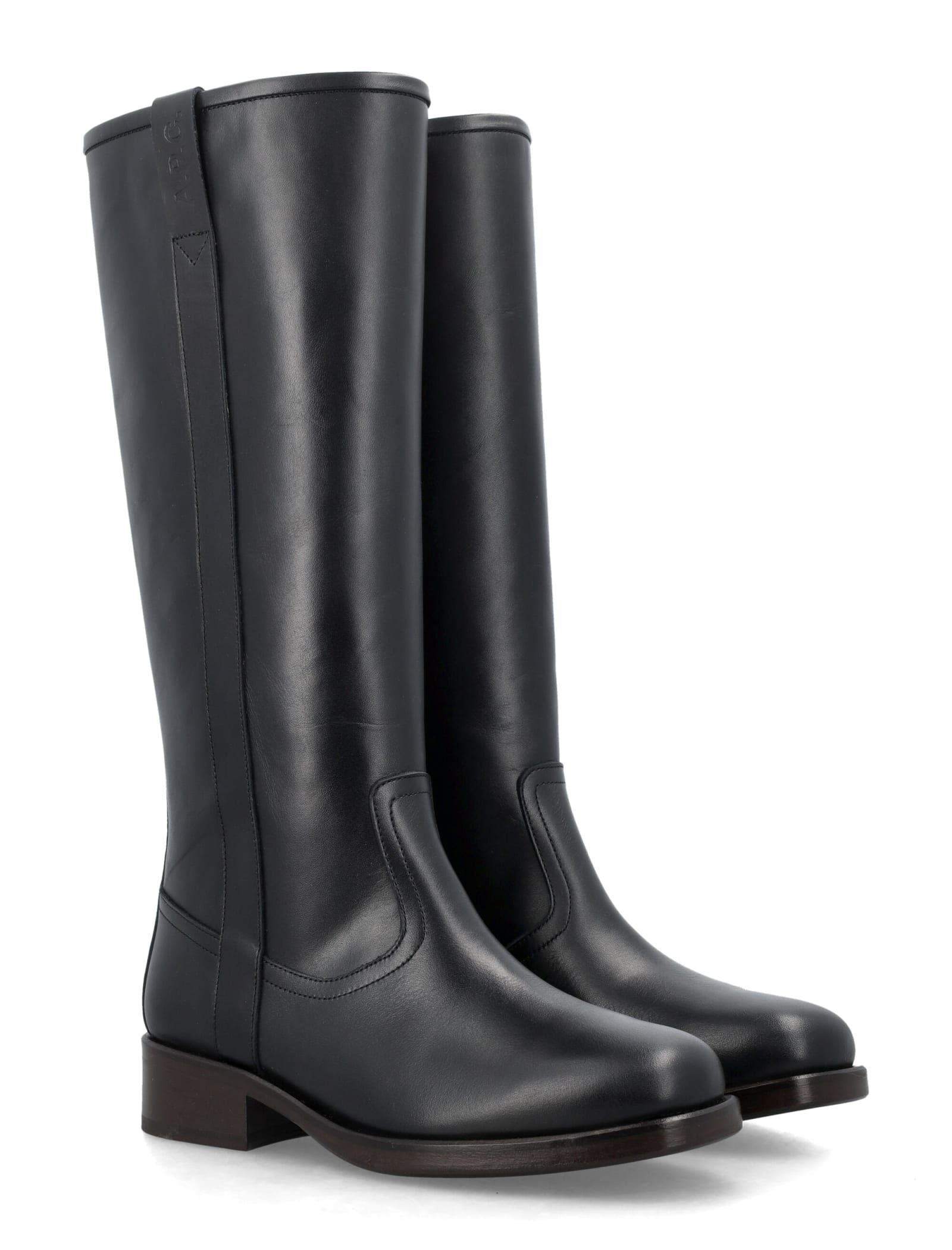 Shop Apc High Leather Boots In Black