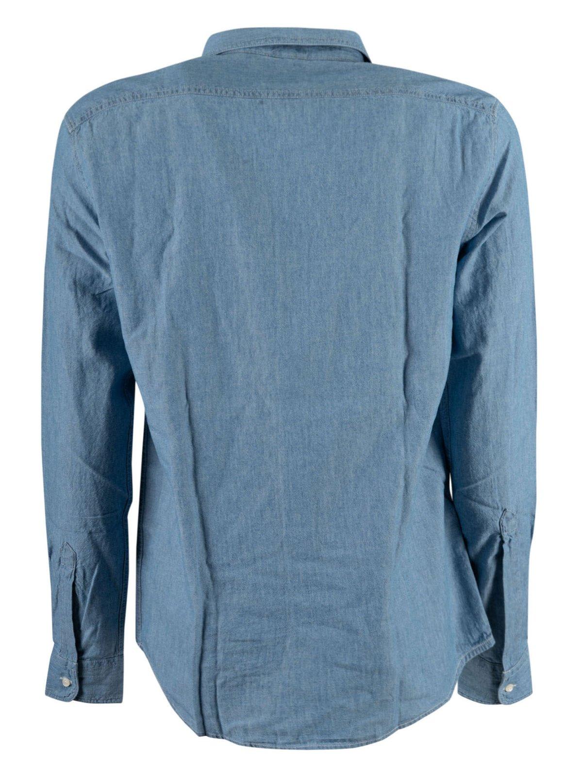 Shop Aspesi Denim Long-sleeved Shirt