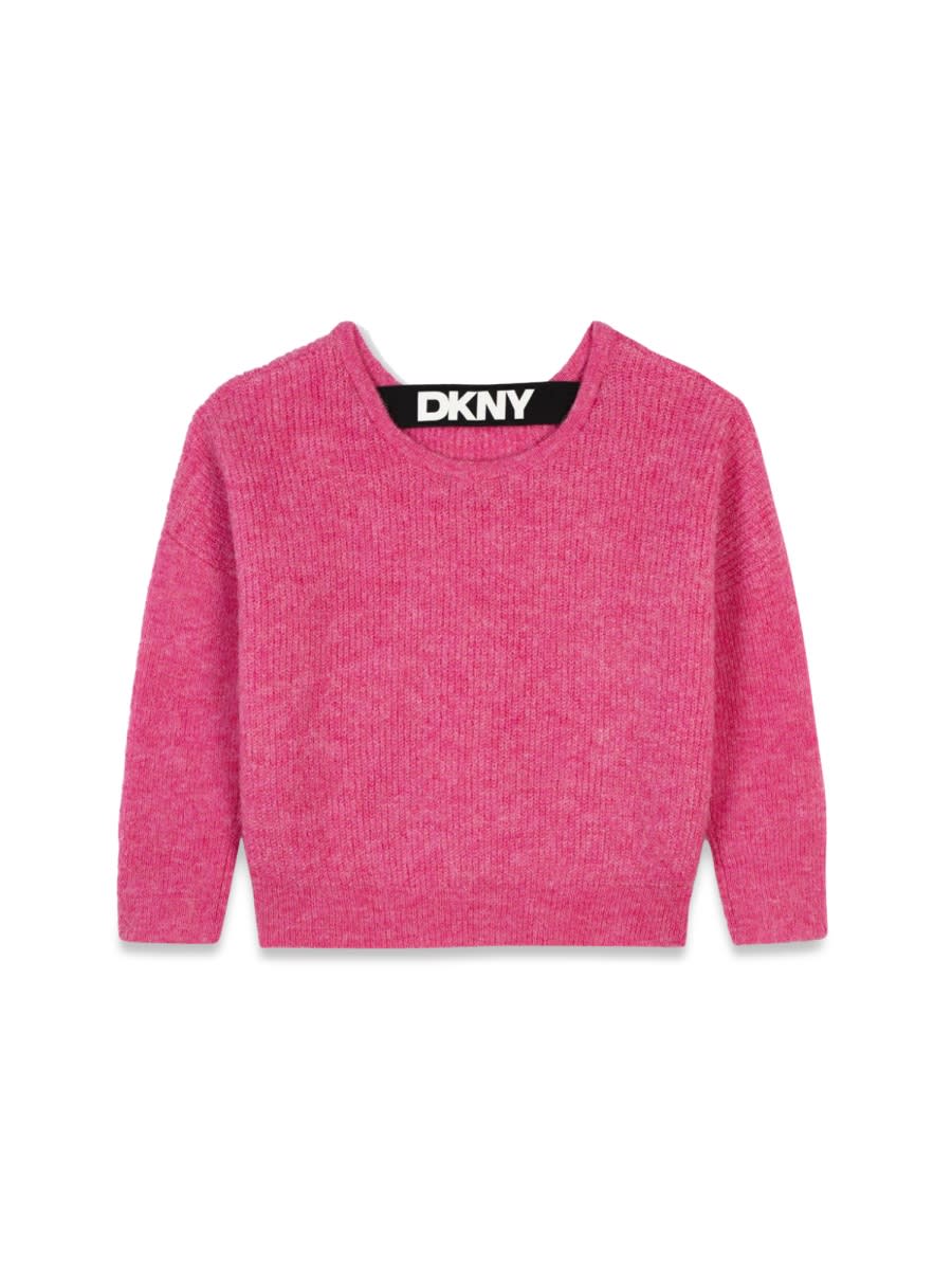 Dkny Logo-band Jumper In Pink