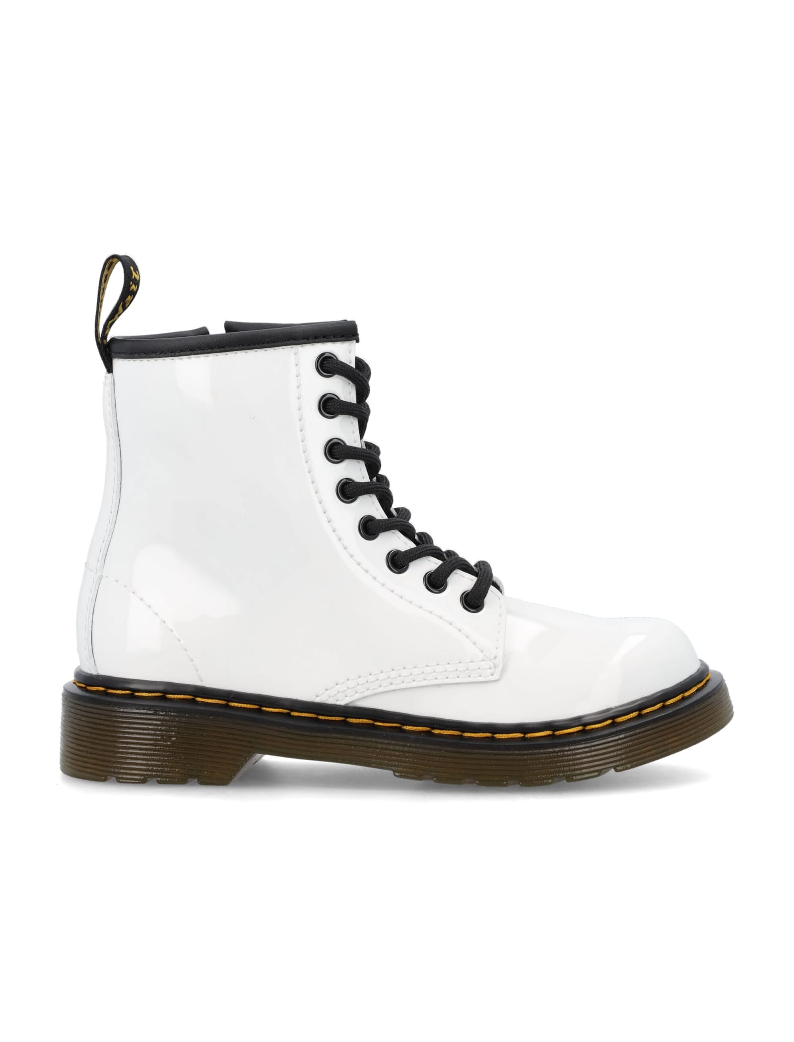 Dr. Martens Kids' Patent Leather Lace-up Boots In White