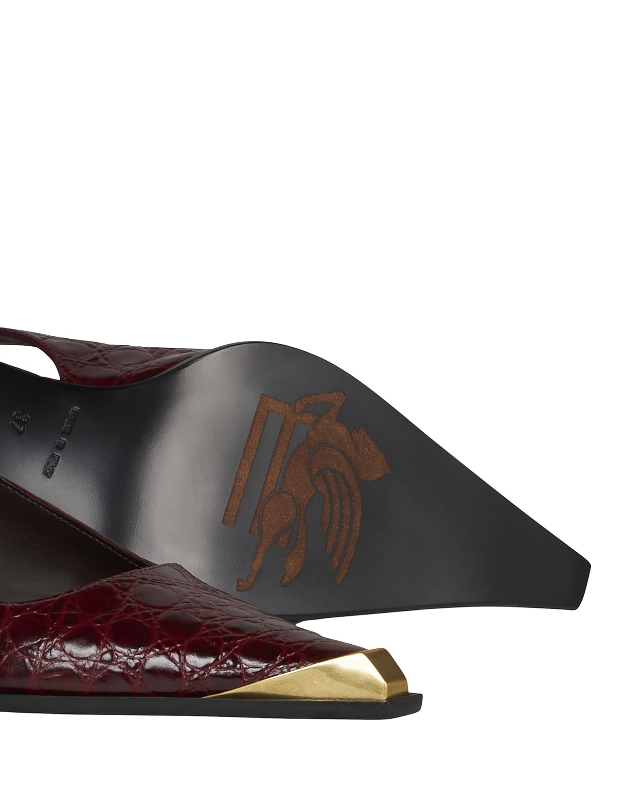 Shop Etro Burgundy Printed Leather Sling-back In Red