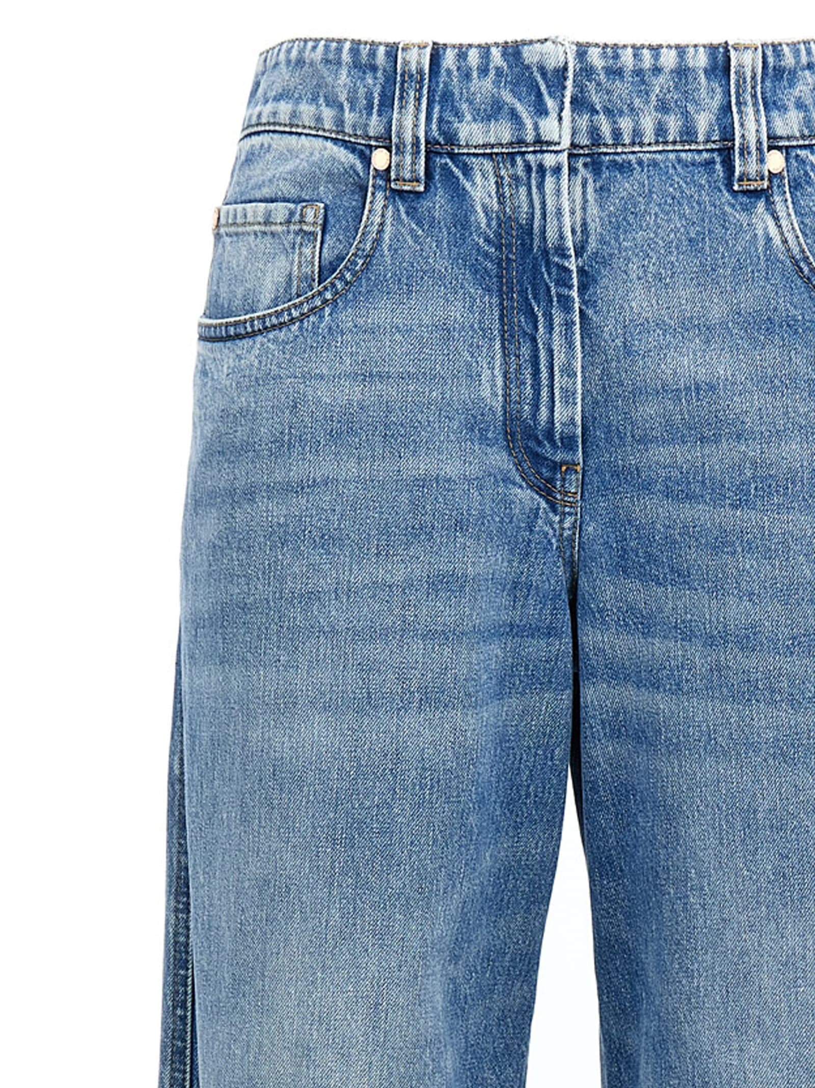 Brunello Cucinelli Knee Detail Wide-leg Jeans In Blue