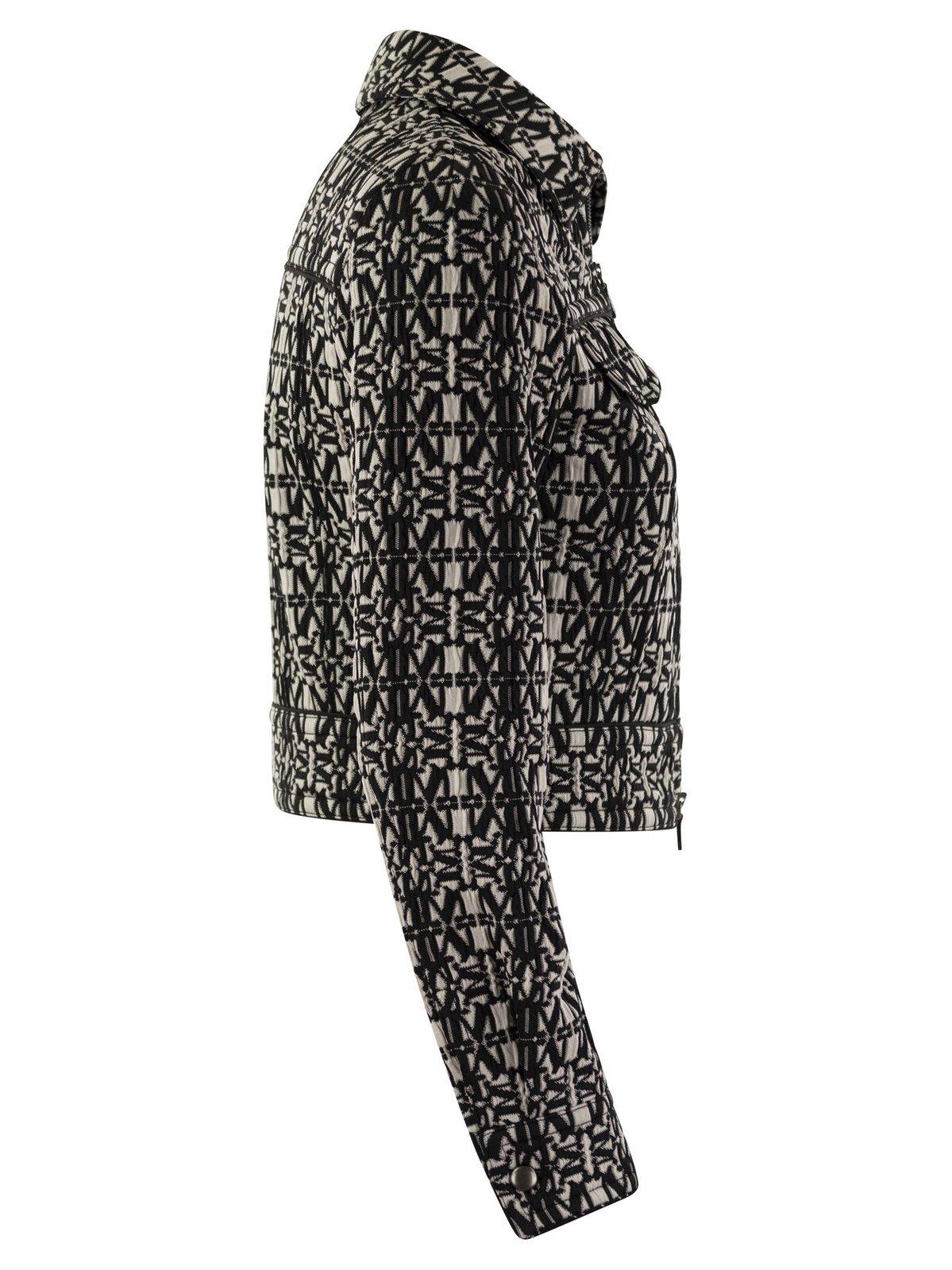 Max Mara Black Tony Monogram-pattern Cropped Jacket In White