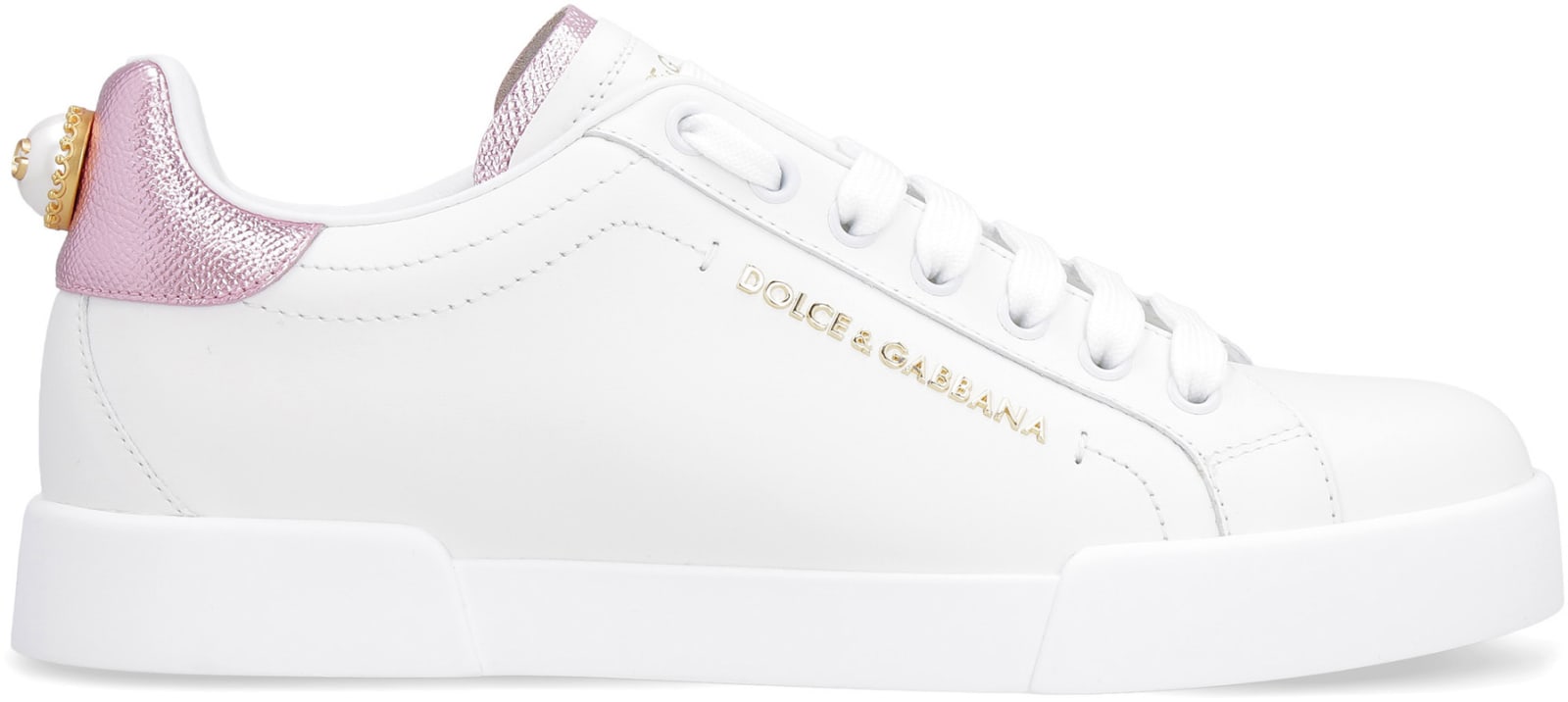 Shop Dolce & Gabbana Portofino Leather Low-top Sneakers In White