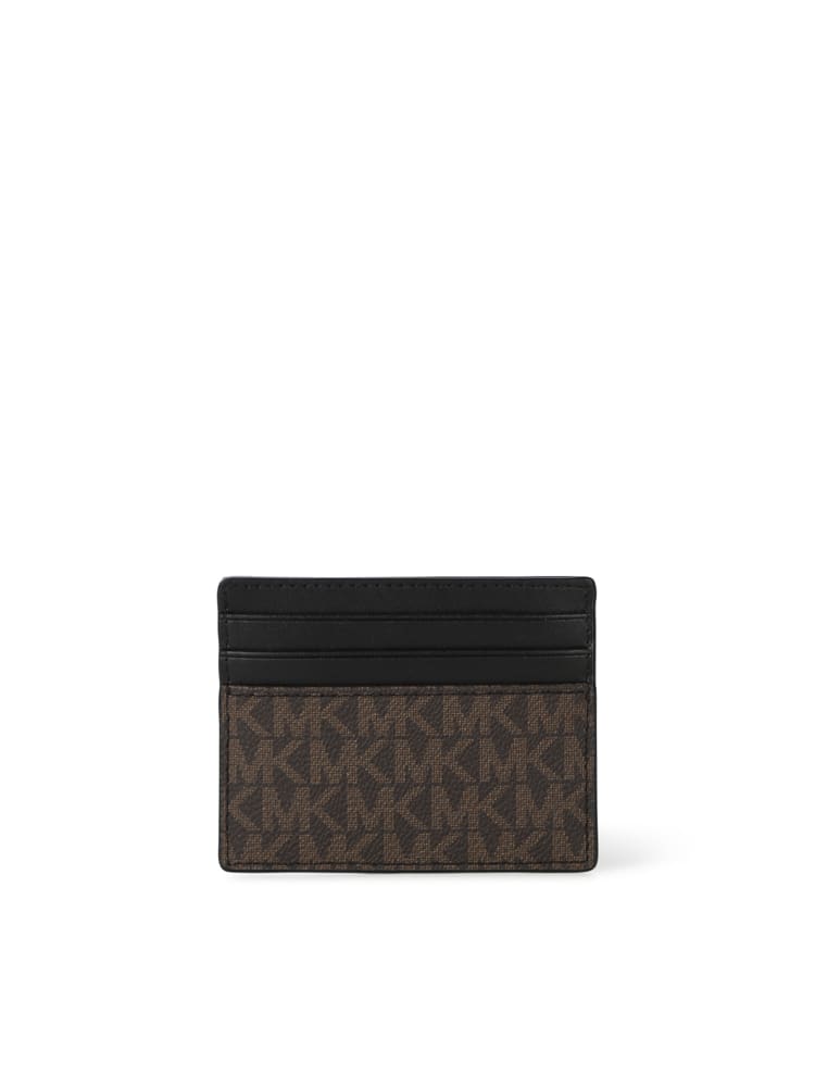 Shop Michael Kors Tall Card Holder With Greyson Logo In Brown Black