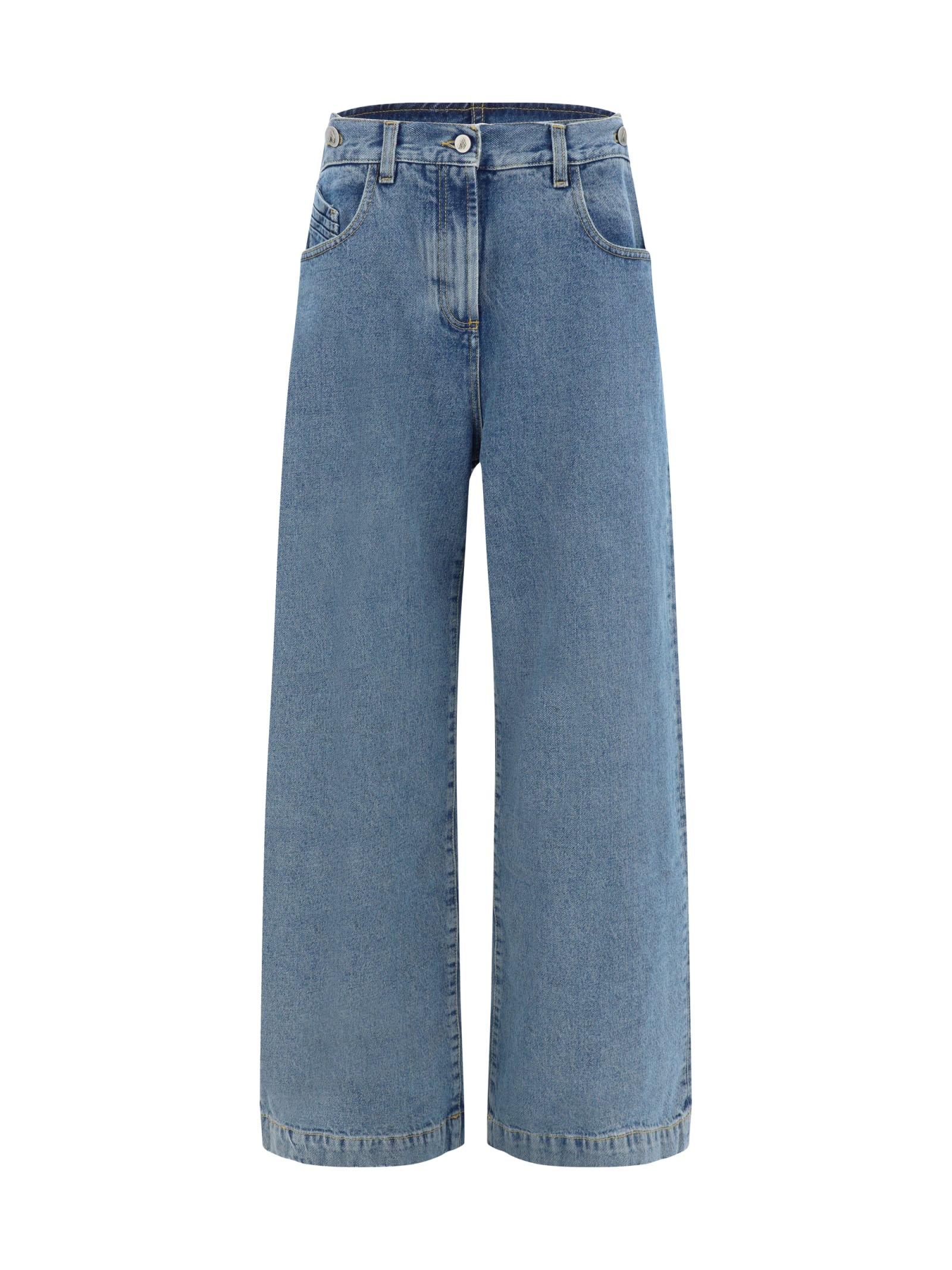 Shop Attico Jeans In Light Blue Denim