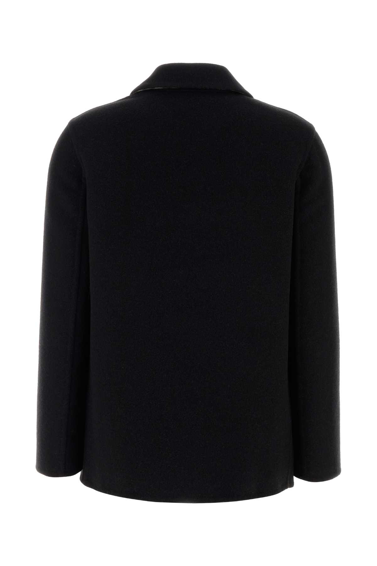 Burberry Oversize Wool Collared Shirt With Long Sleeves In Black