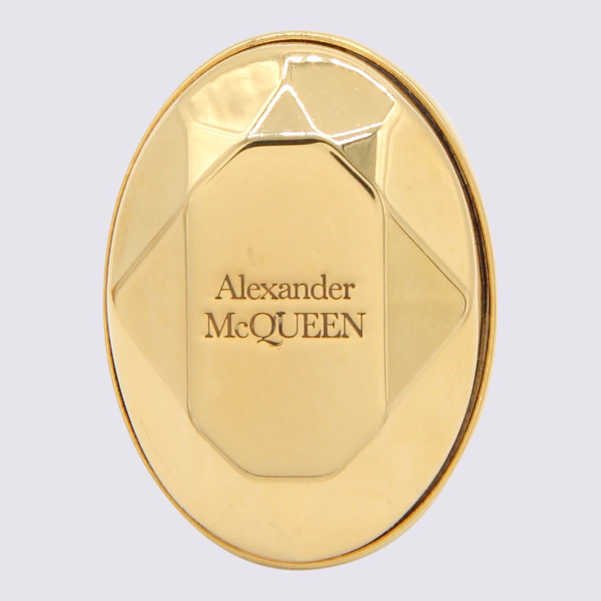 Shop Alexander Mcqueen Gold-tone Metal Logo Ring In Golden