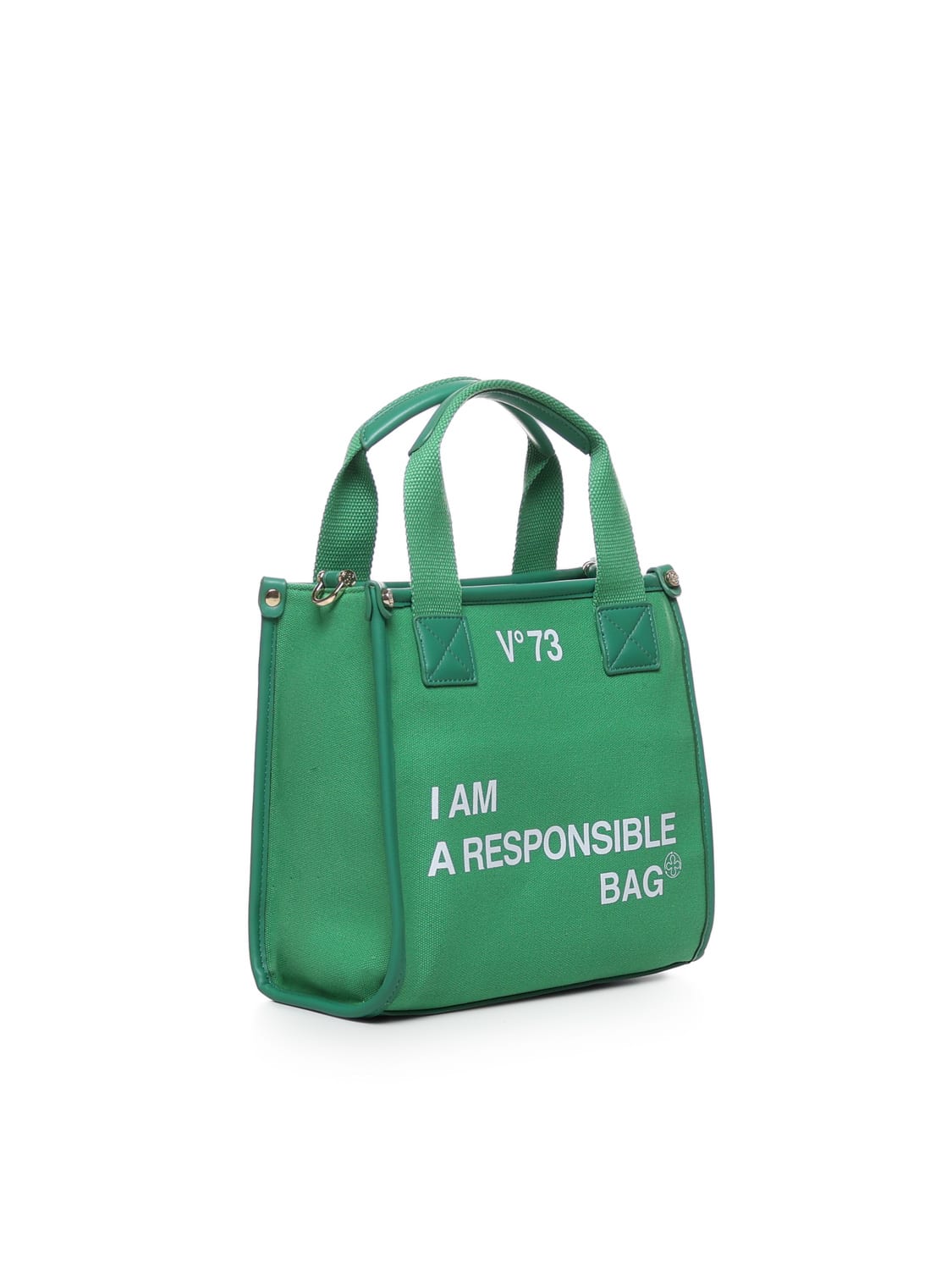 Shop V73 Responsibility Tote Bag In Canvas And Eco-leather In Green