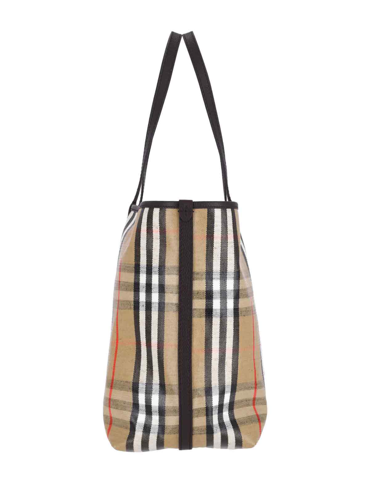 Burberry Medium Tote Bag Highlands Rectangular Check In Sand