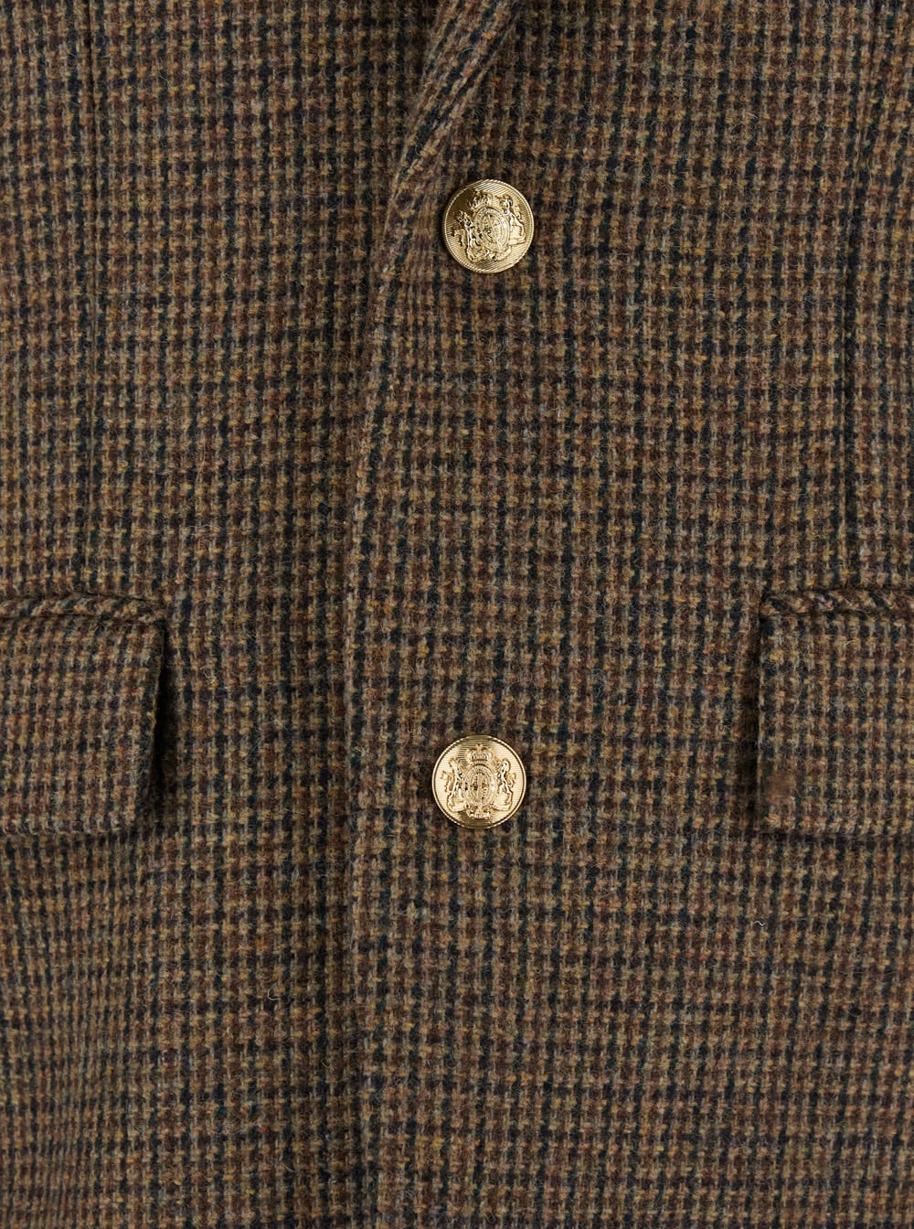 Dunst Brown Single-breasted Jacket With All-over Check Motif In Wool Woman In Brown