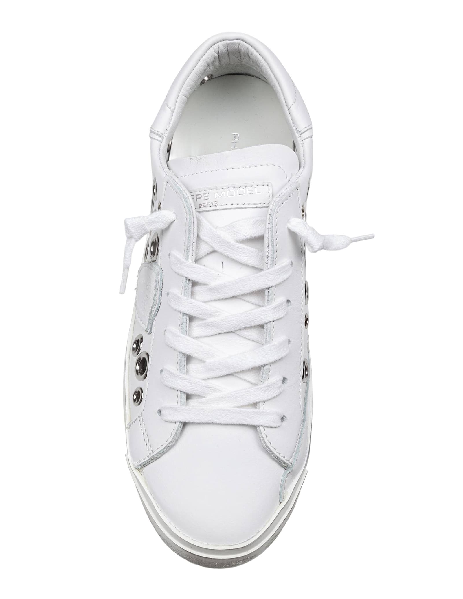 Philippe Model Prsx Low Leather Sneakers With Applied Studs In White