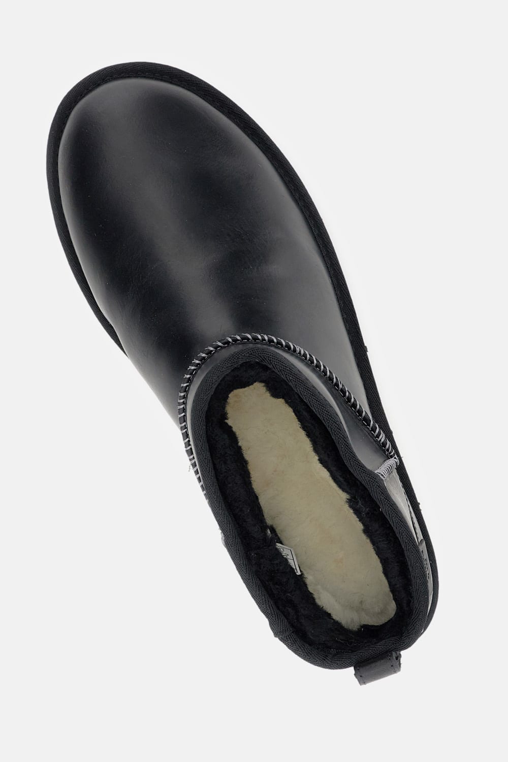 Ugg Classic Ultra Mini Leather Ankle Boots With Plush Lining In Black