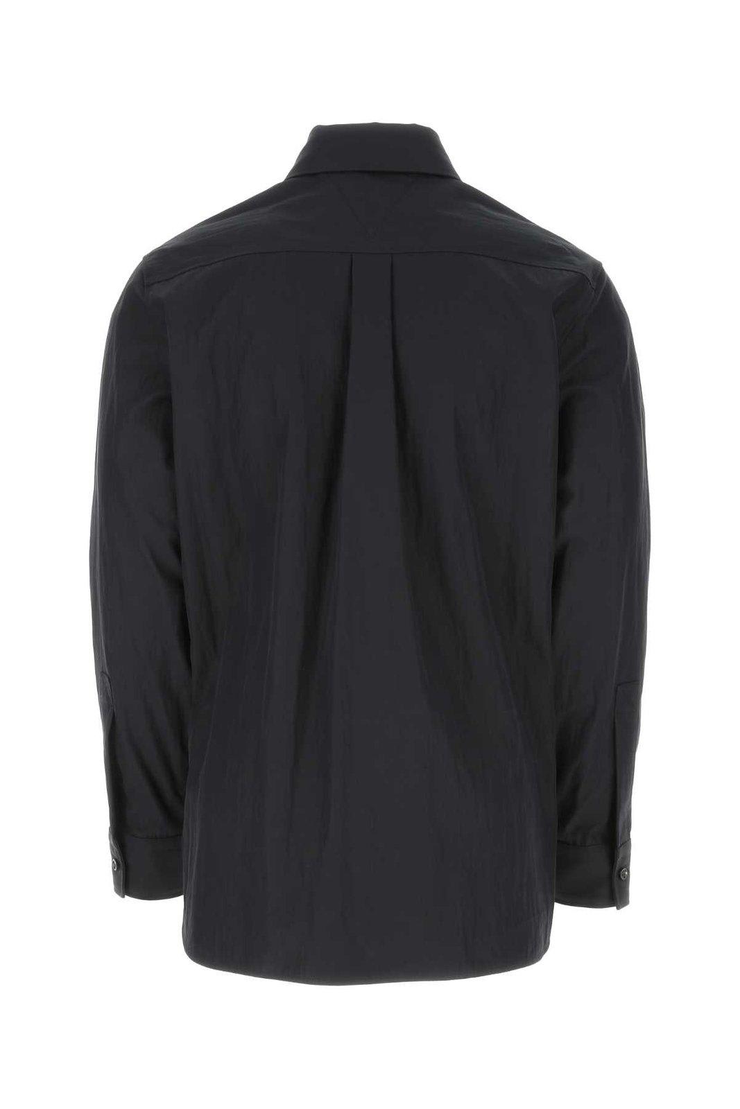Bottega Veneta Cotton Blend Shirt With Pocket And Yoke In Blu