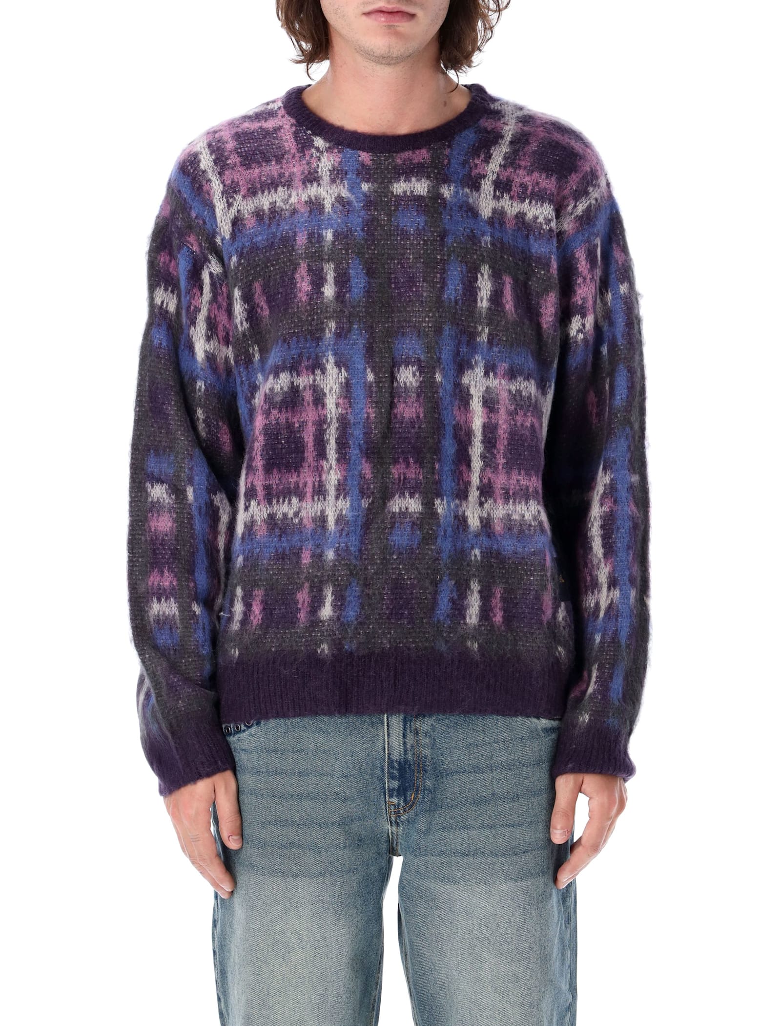 Plaid Mohair Knit Sweater