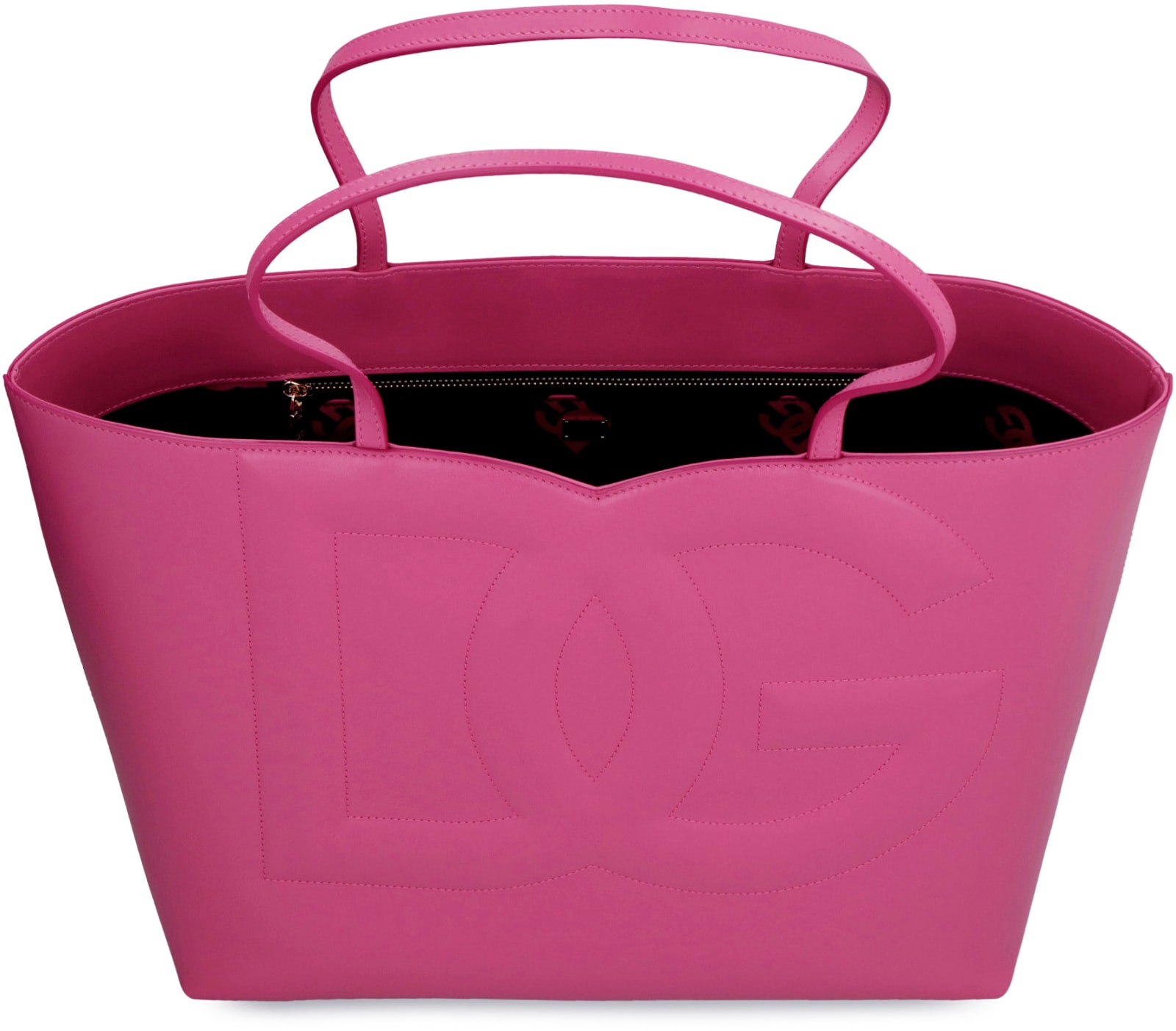Dolce & Gabbana Dg Logo Leather Tote In Pink