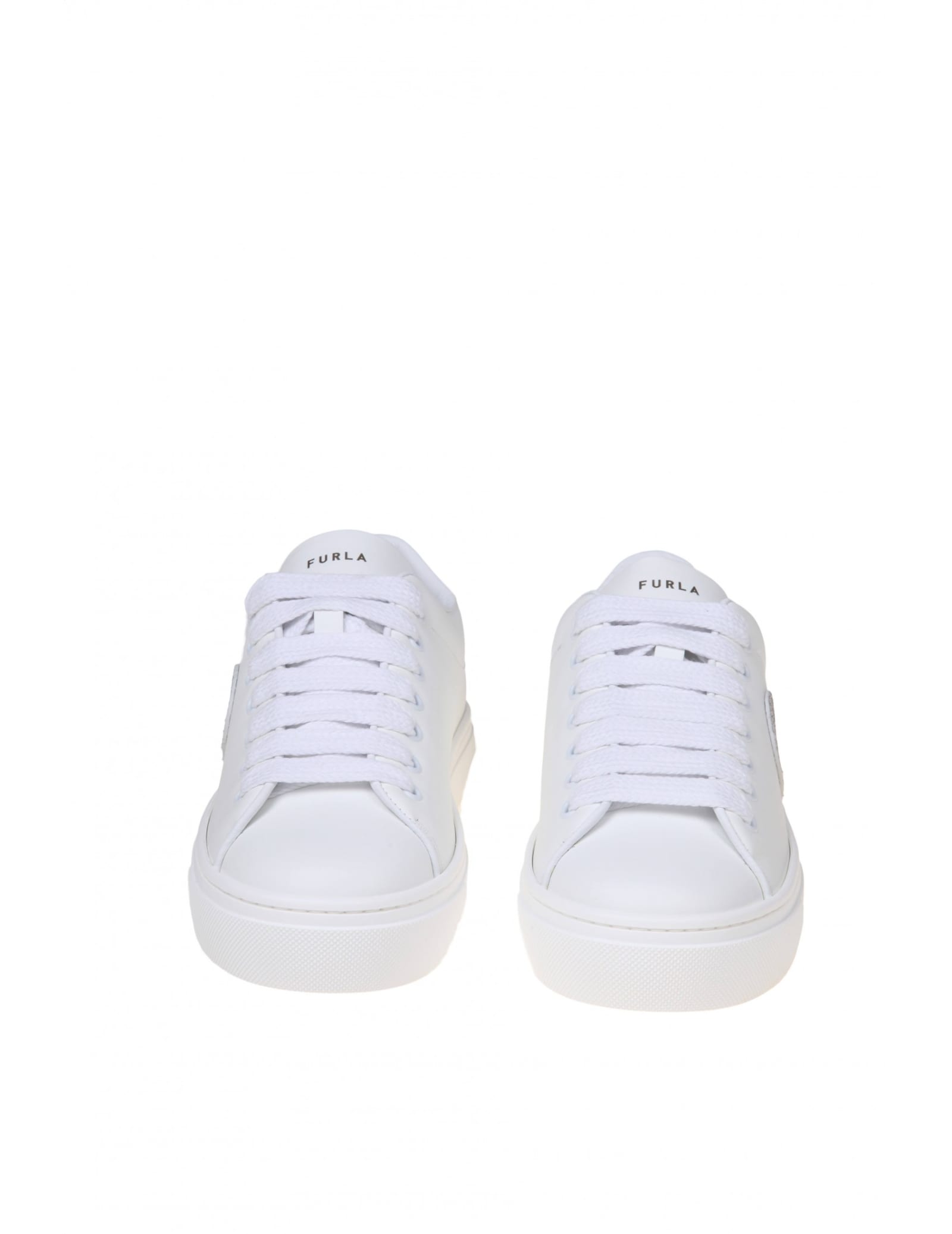 Shop Furla Joy Lace Up Sneakers In White Leather In Yellow Cream